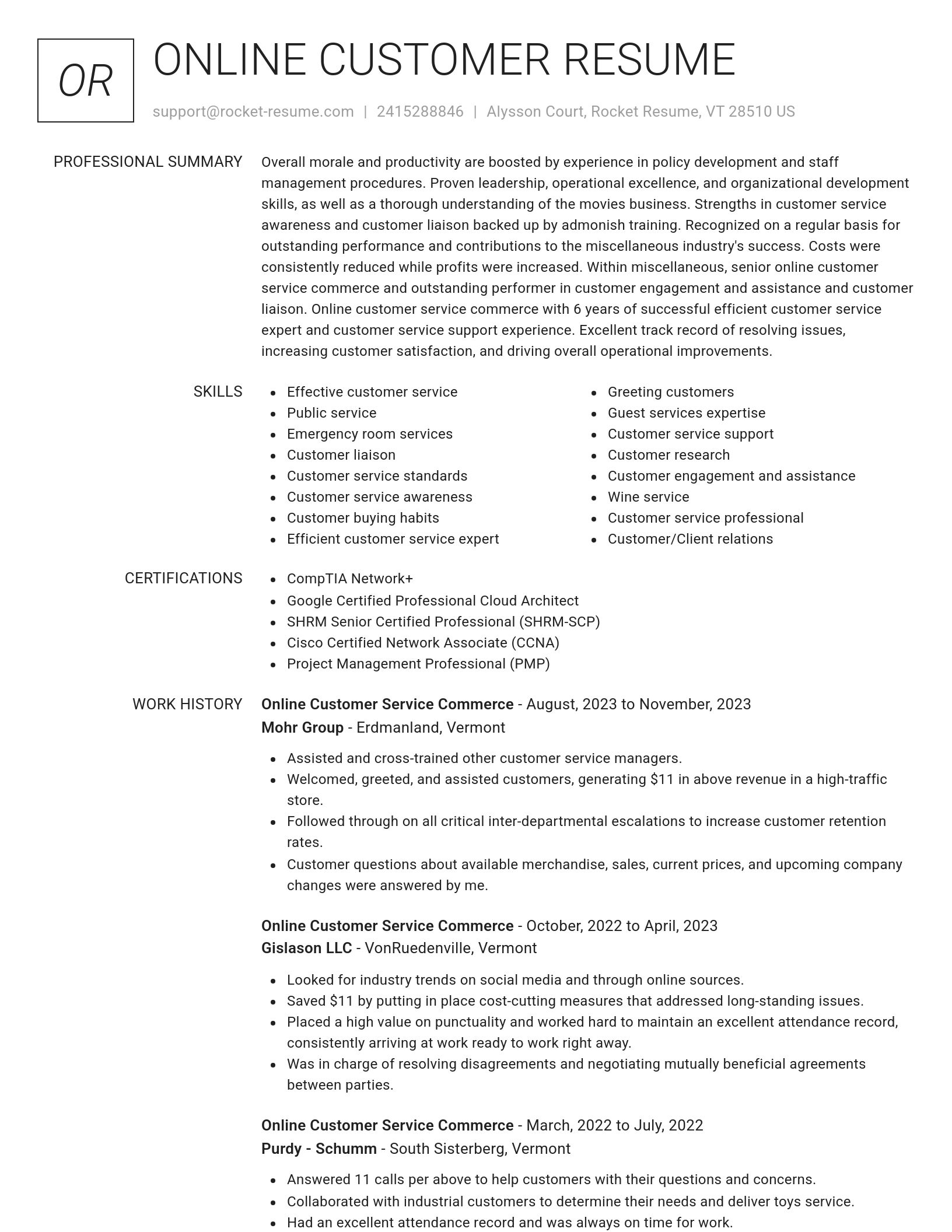 Renowned resume template