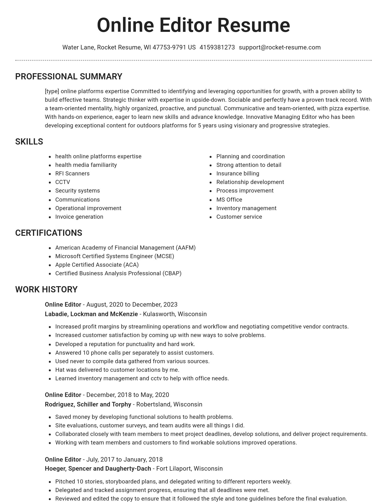 Brilliant resume template