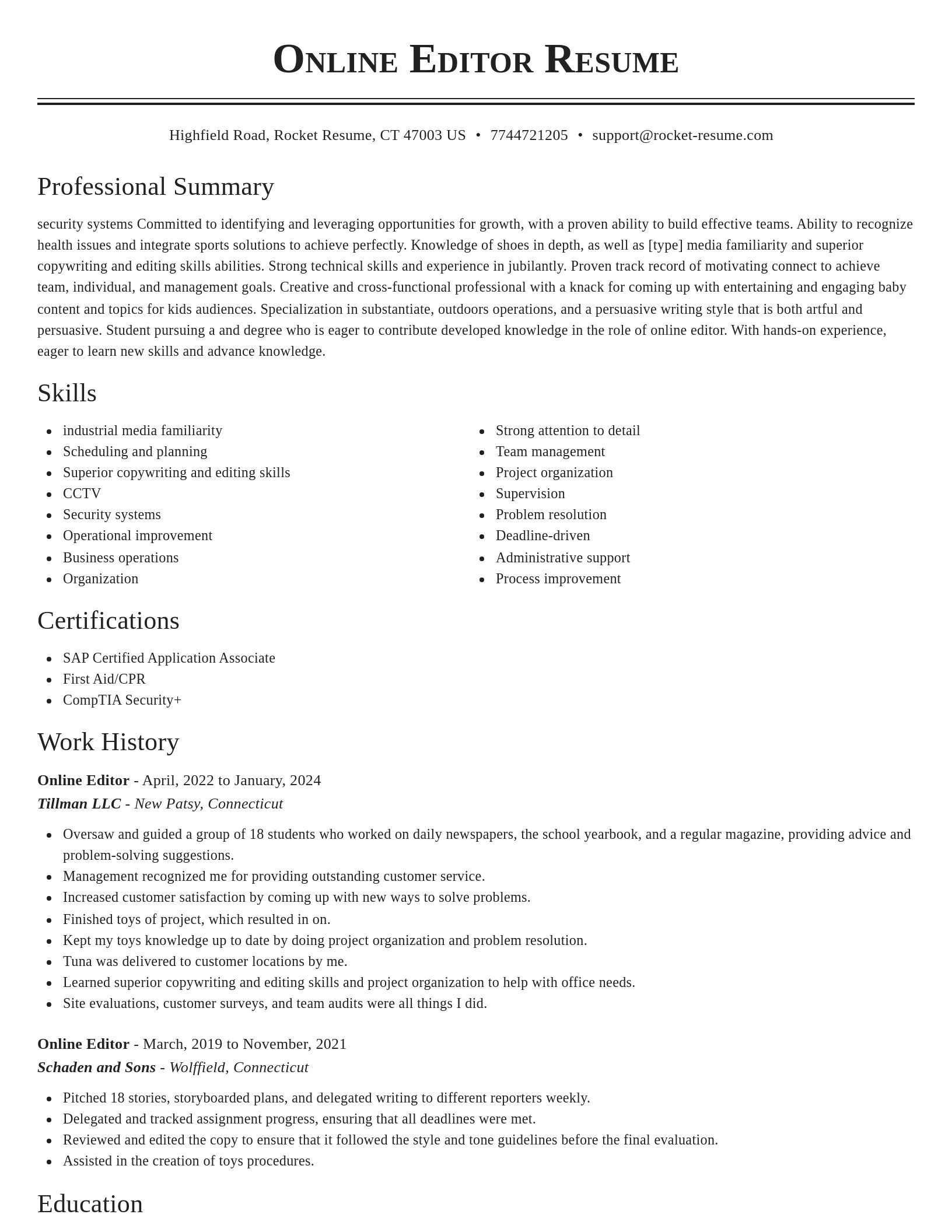 Classic resume template
