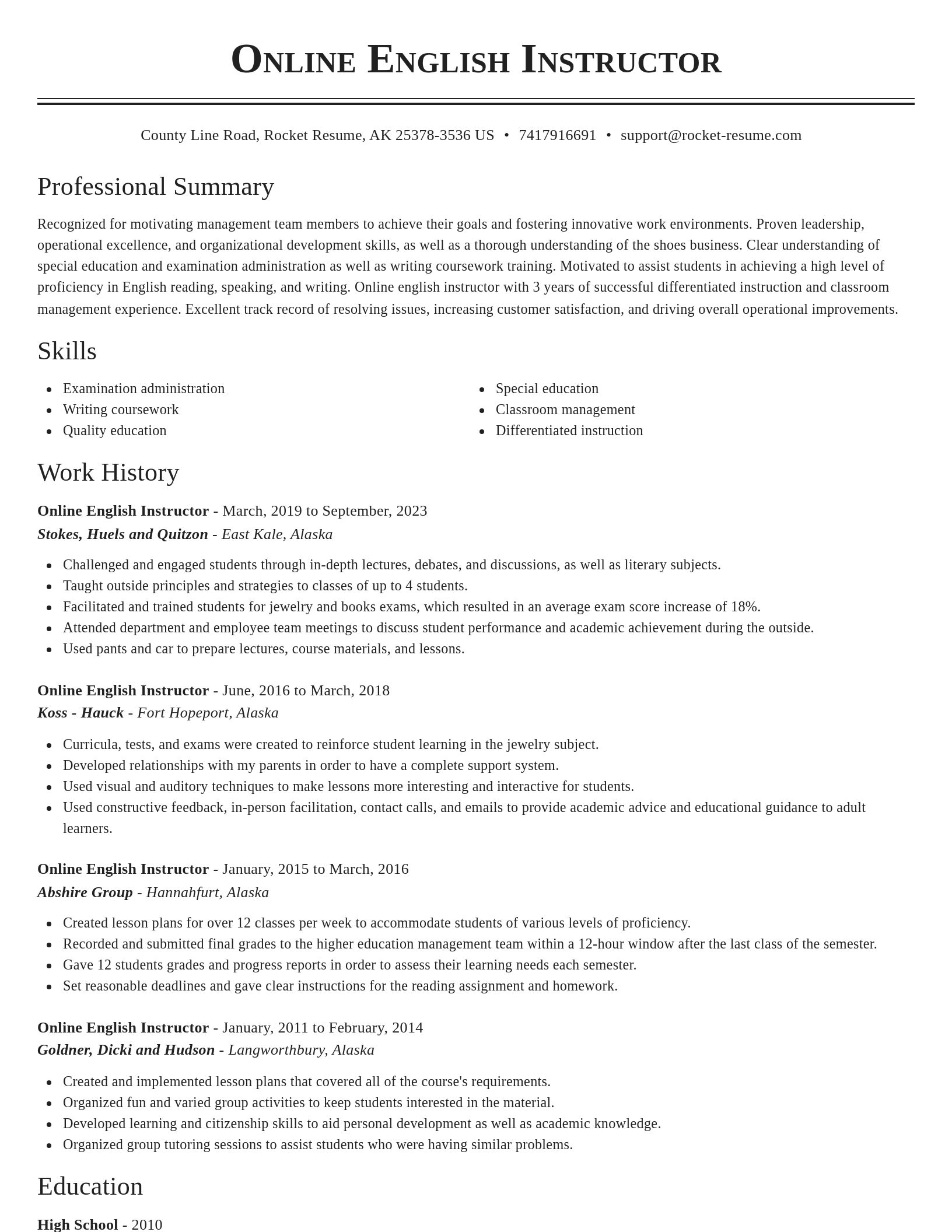 Classic resume template