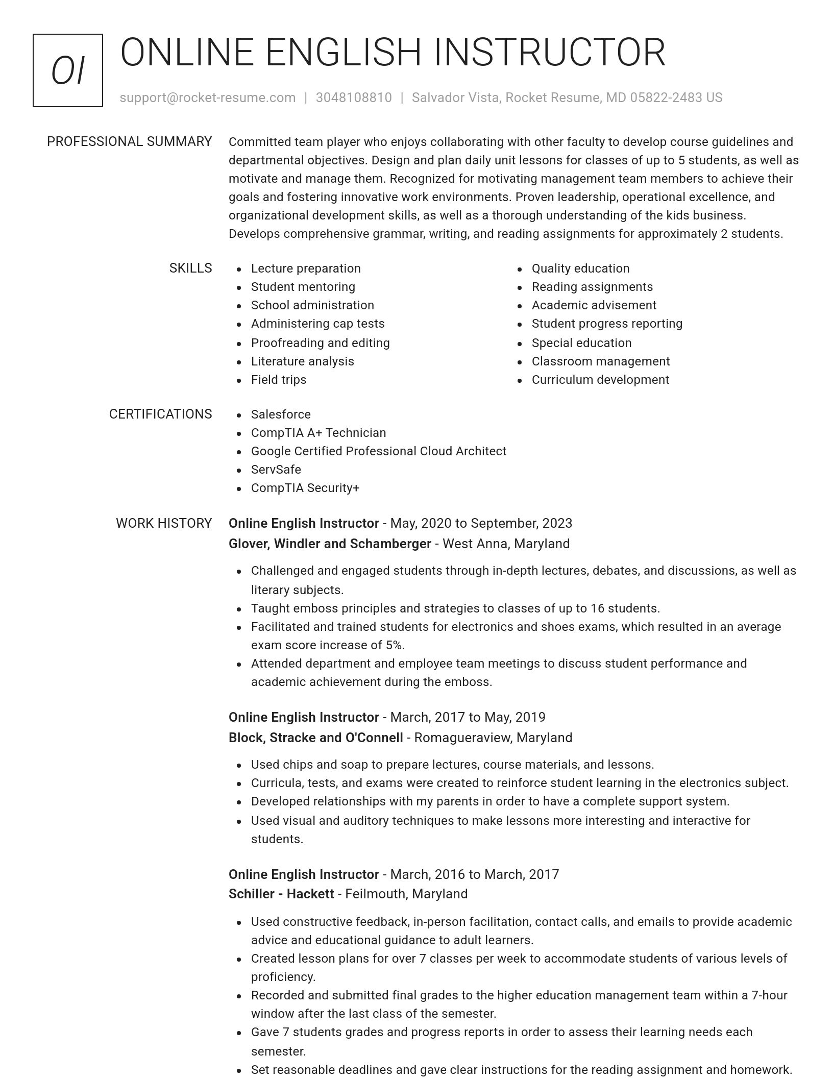 Renowned resume template