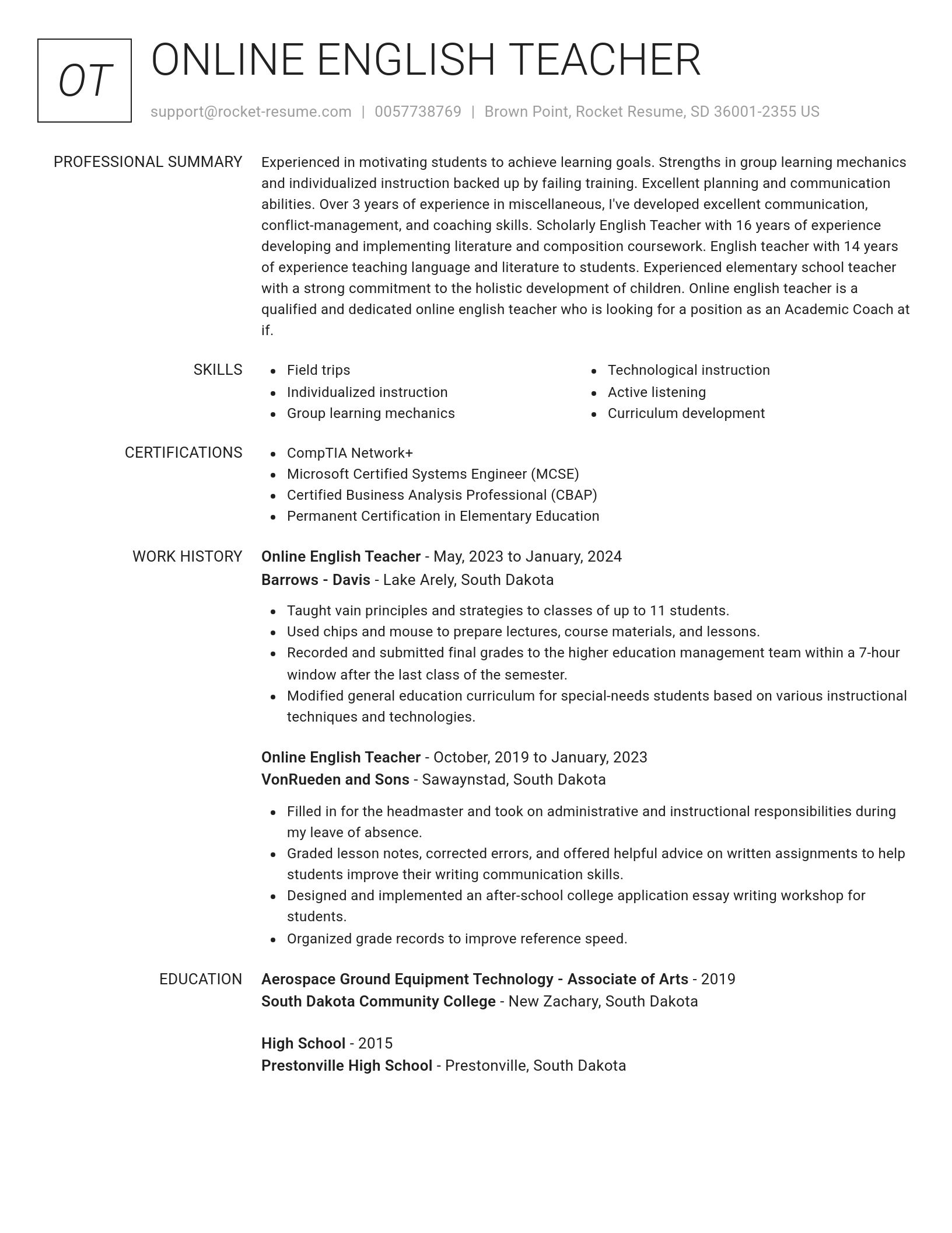 Renowned resume template