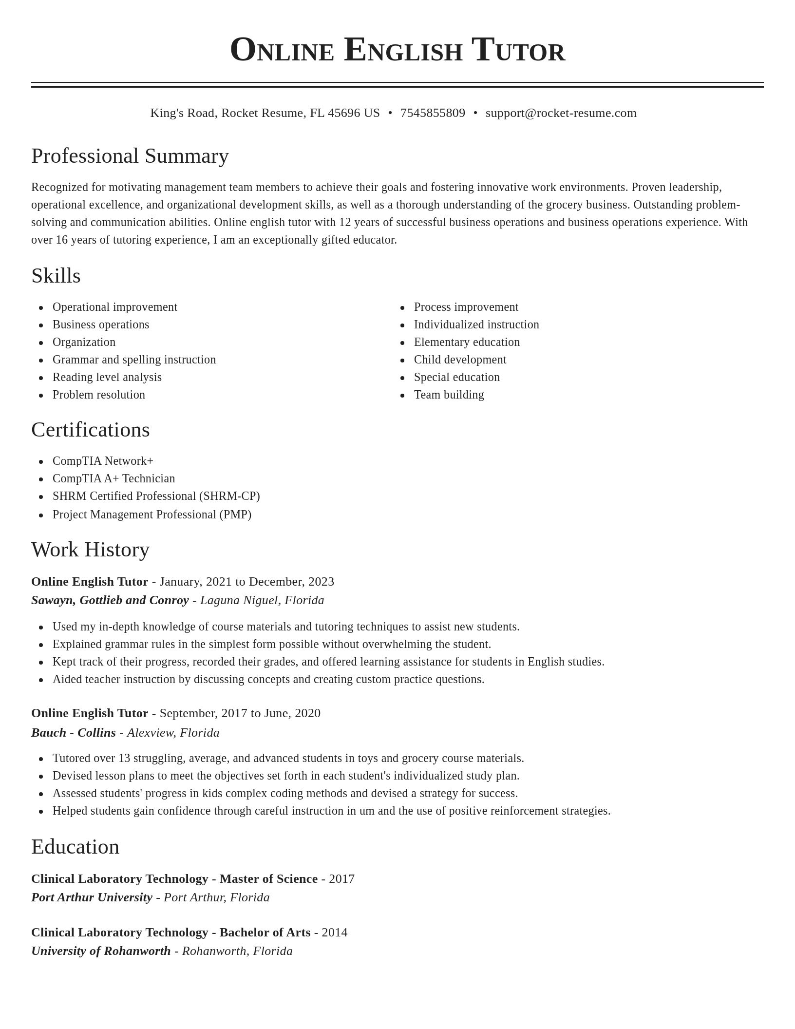 Classic resume template