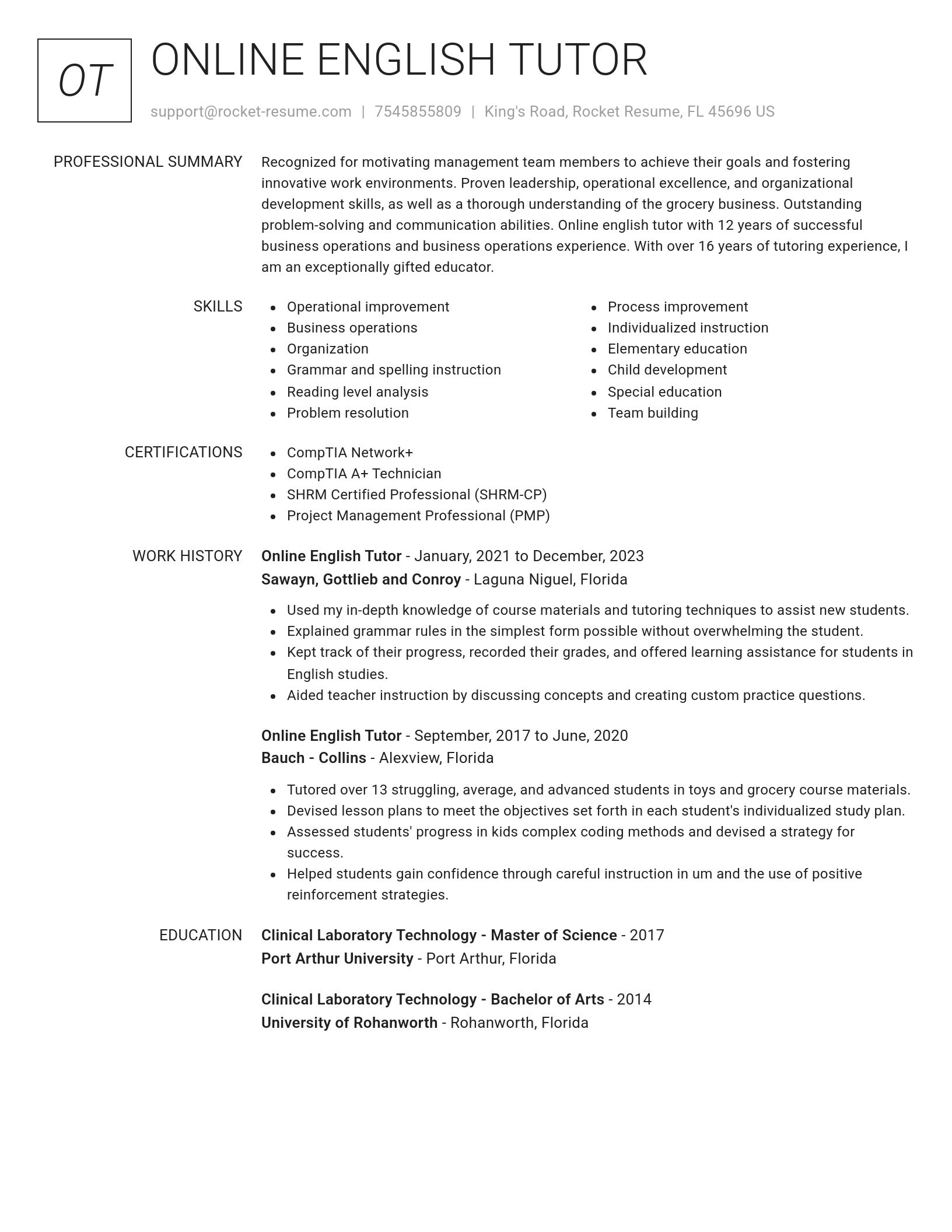 Renowned resume template