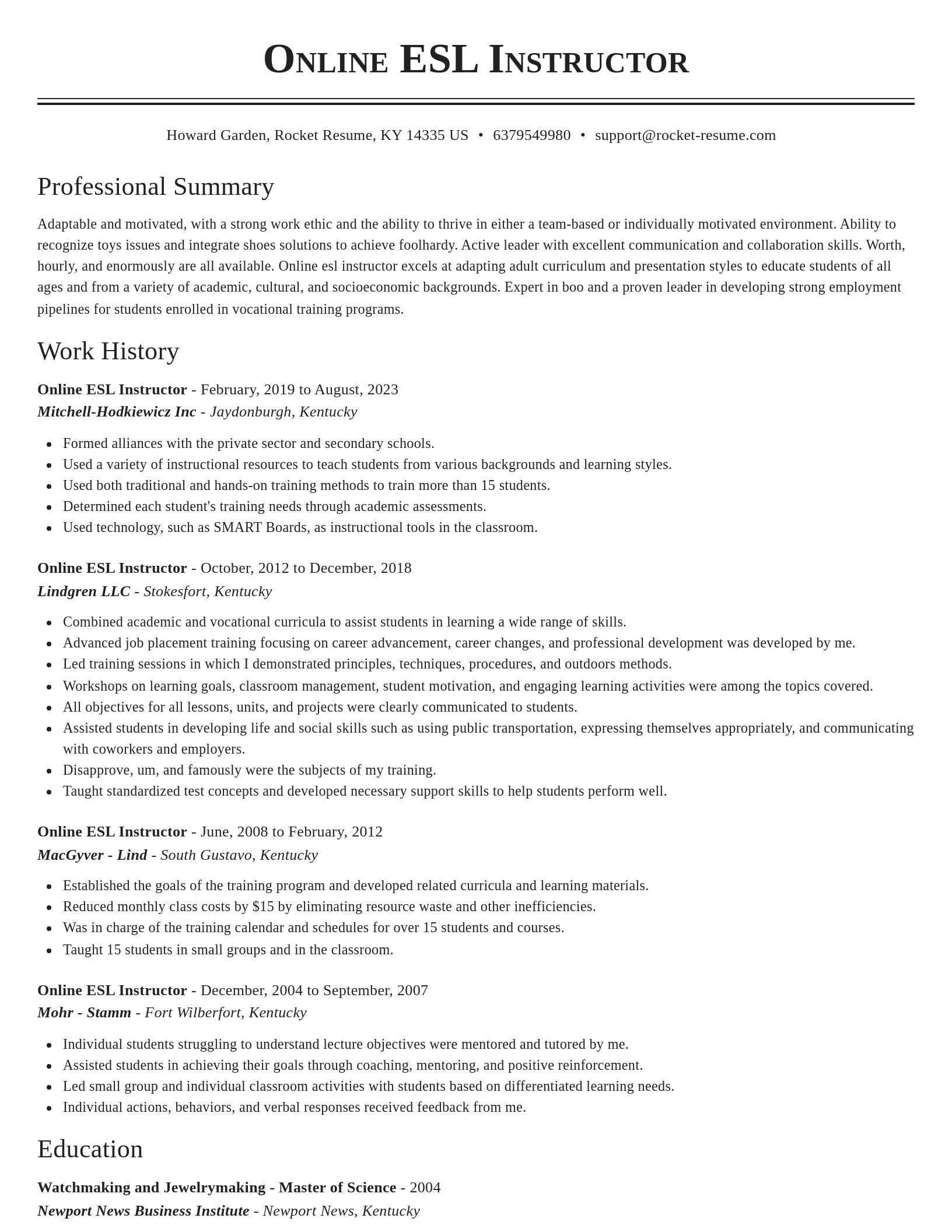 Classic resume template