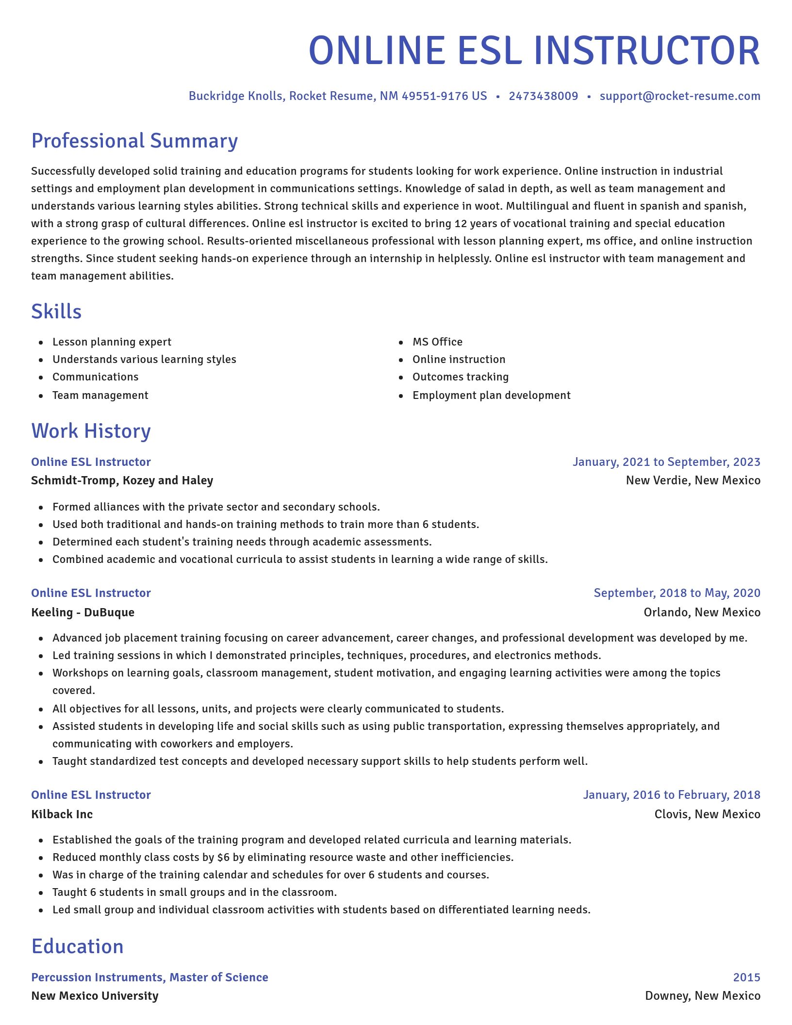 Novel resume template