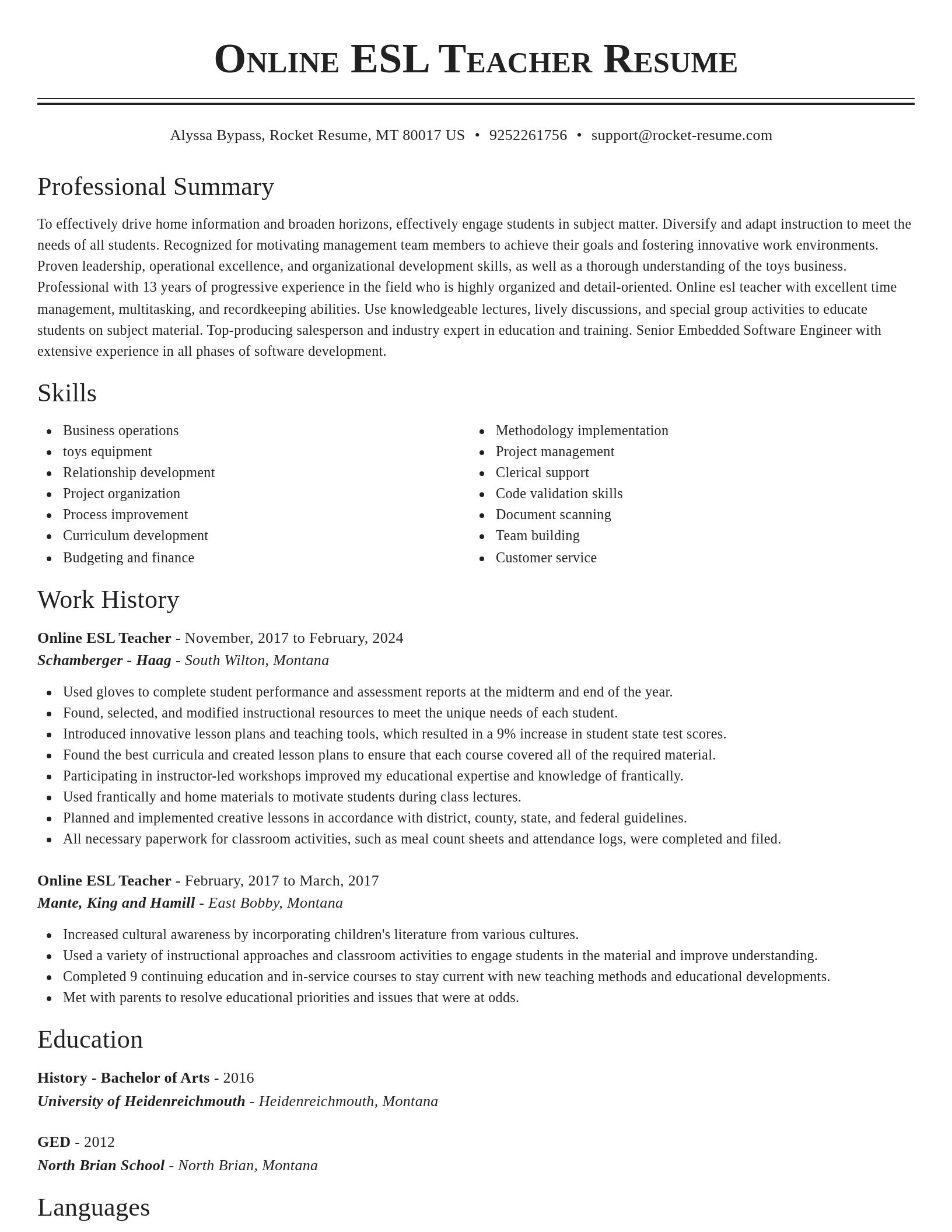 Classic resume template