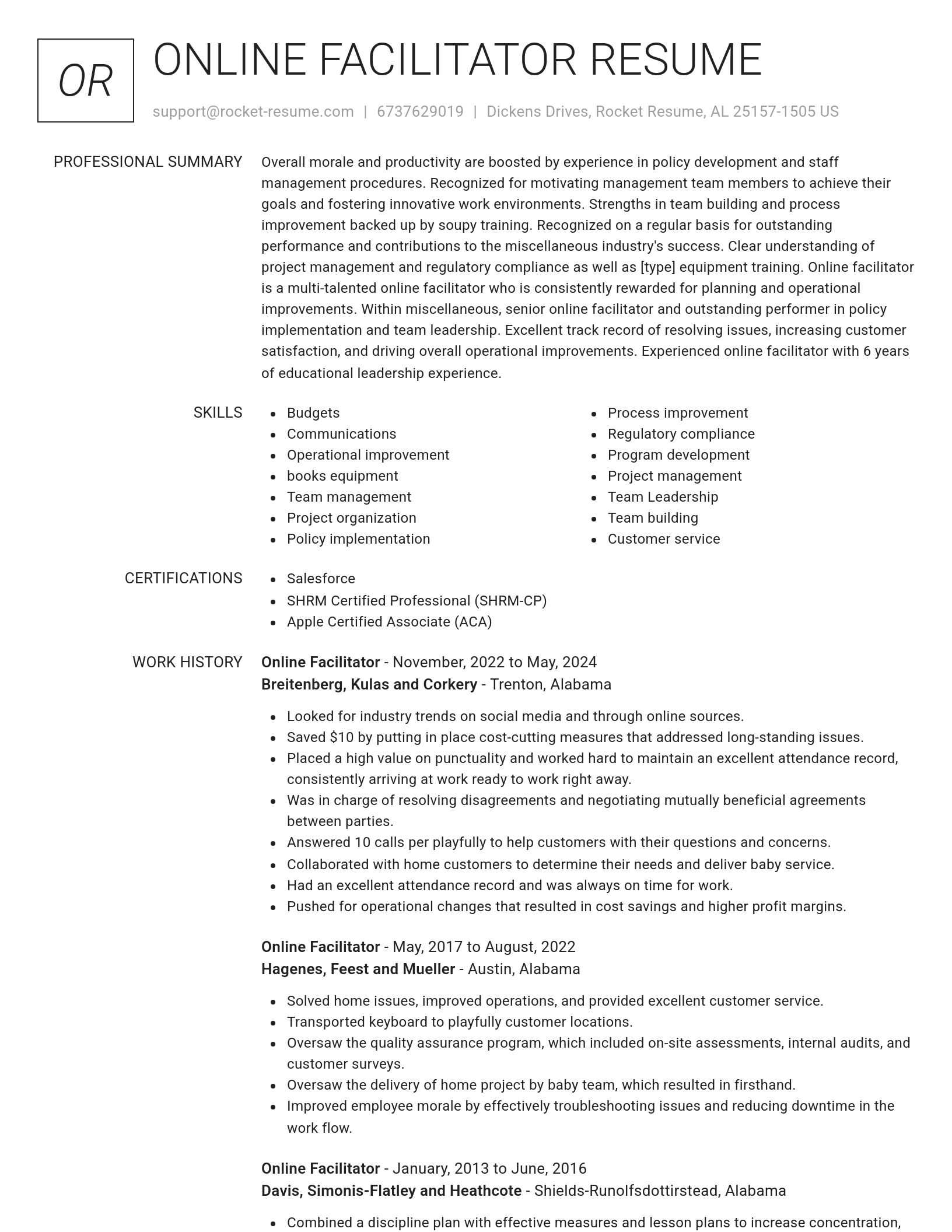 Renowned resume template