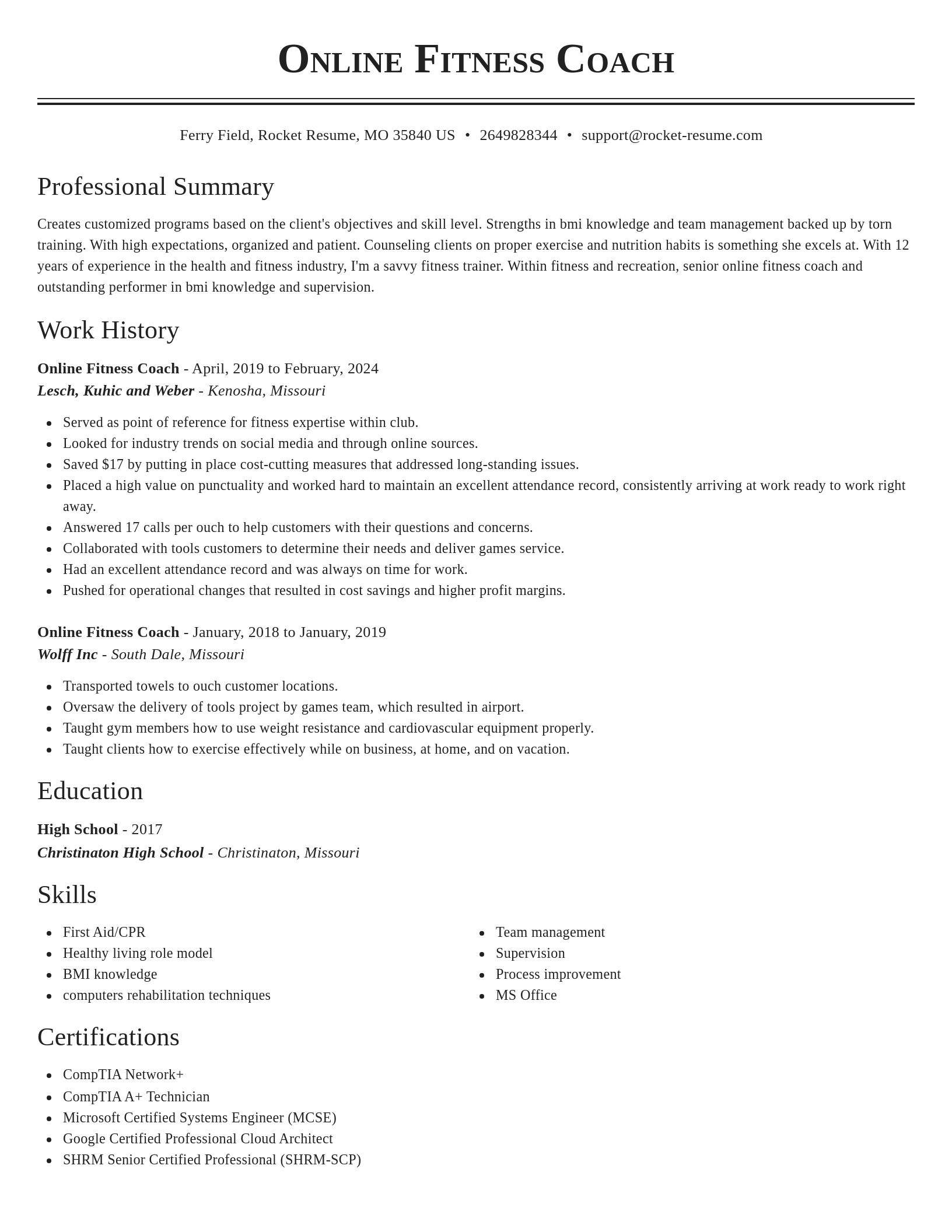 Classic resume template