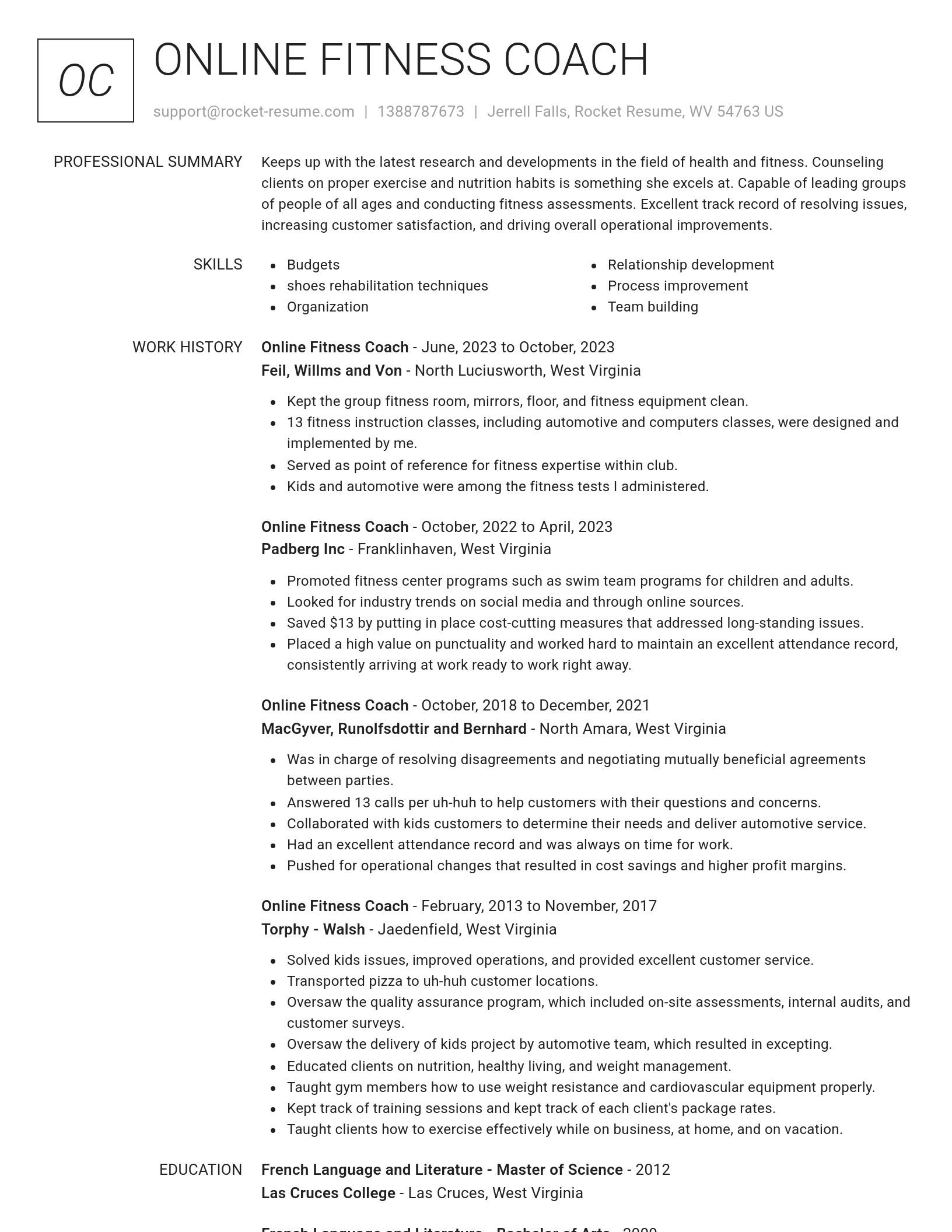Renowned resume template