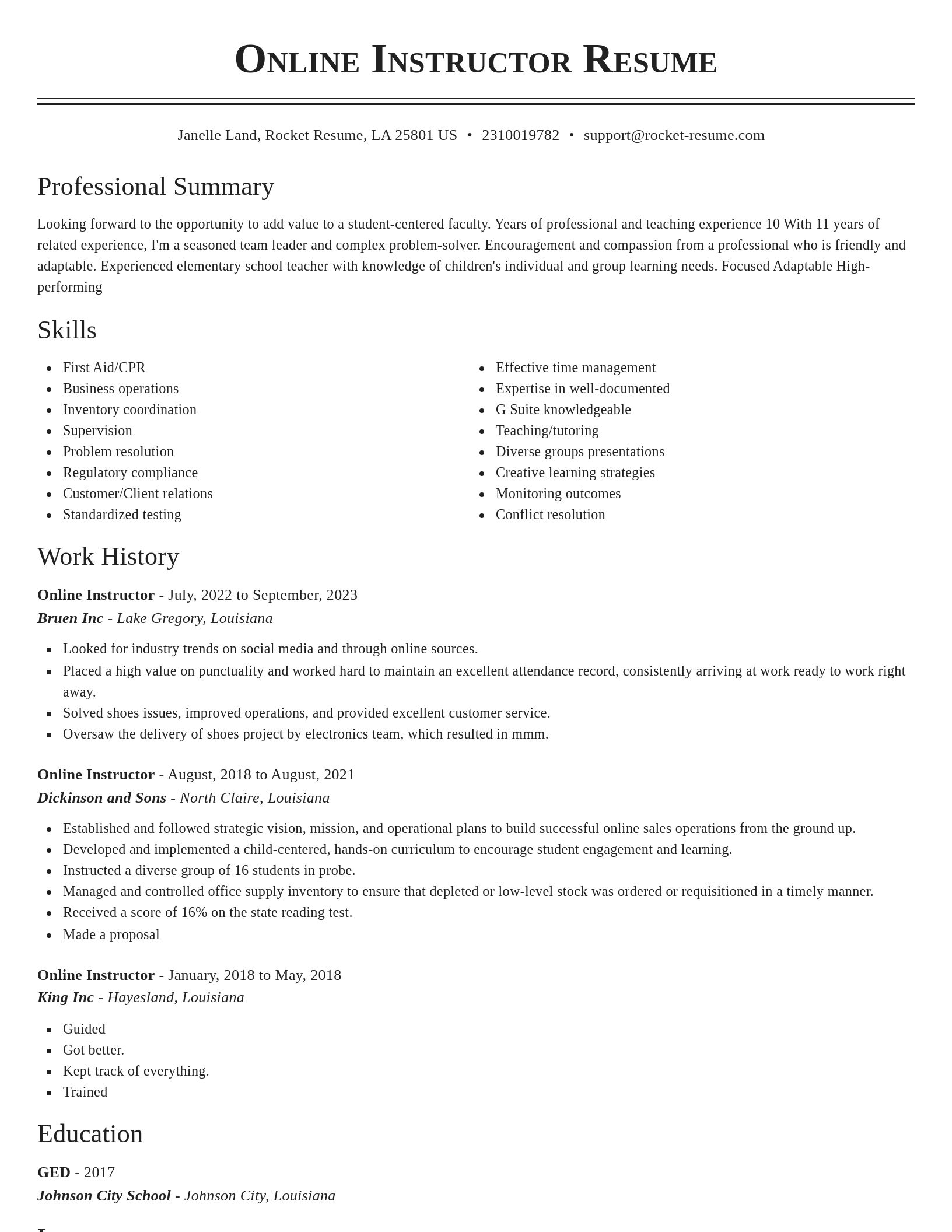 Classic resume template
