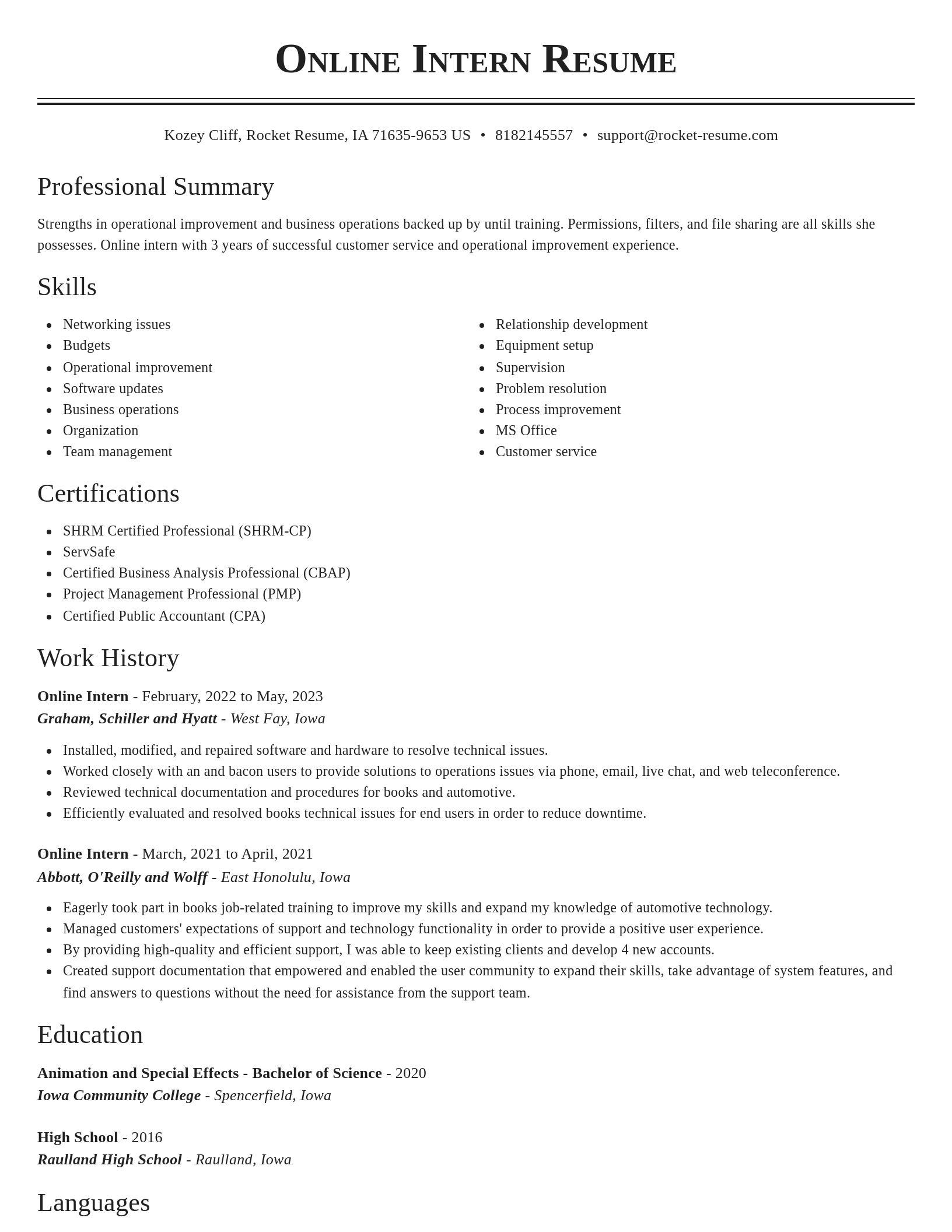Classic resume template