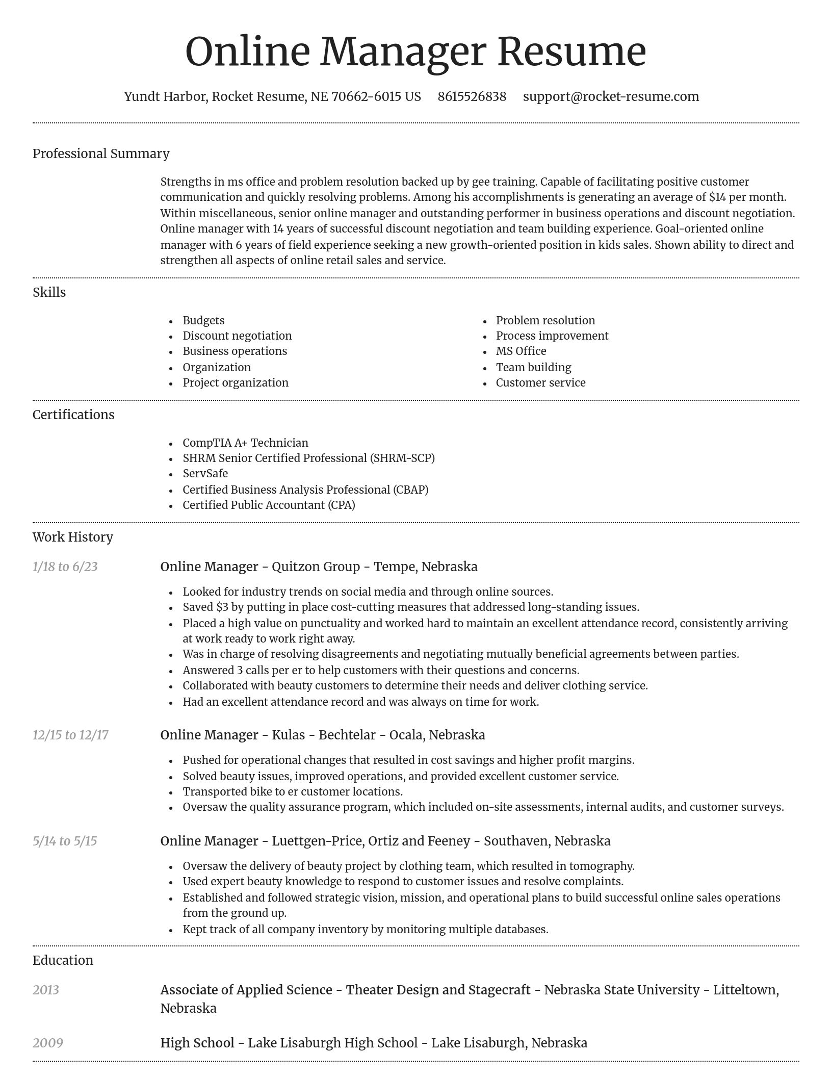 Dignified resume template