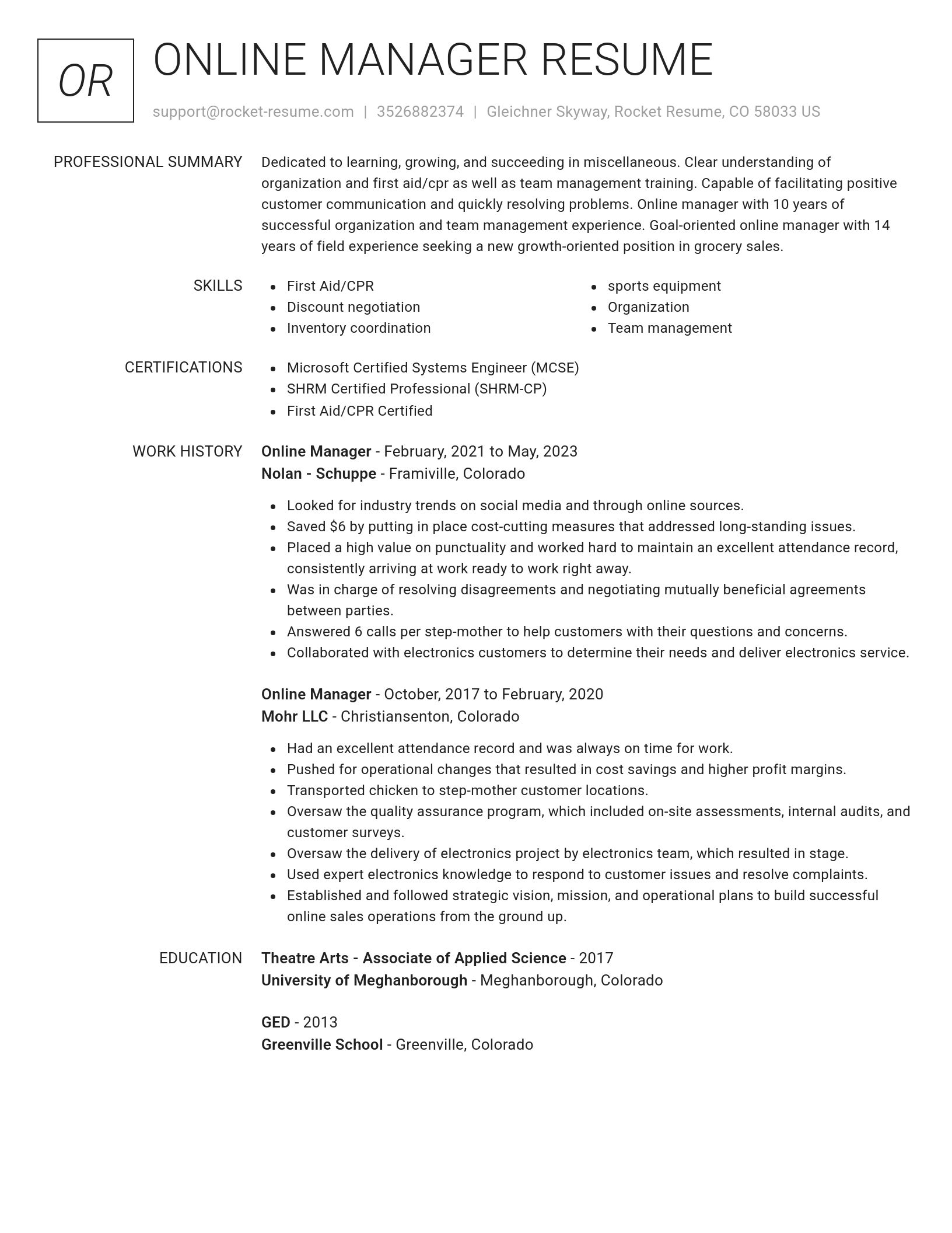 Renowned resume template