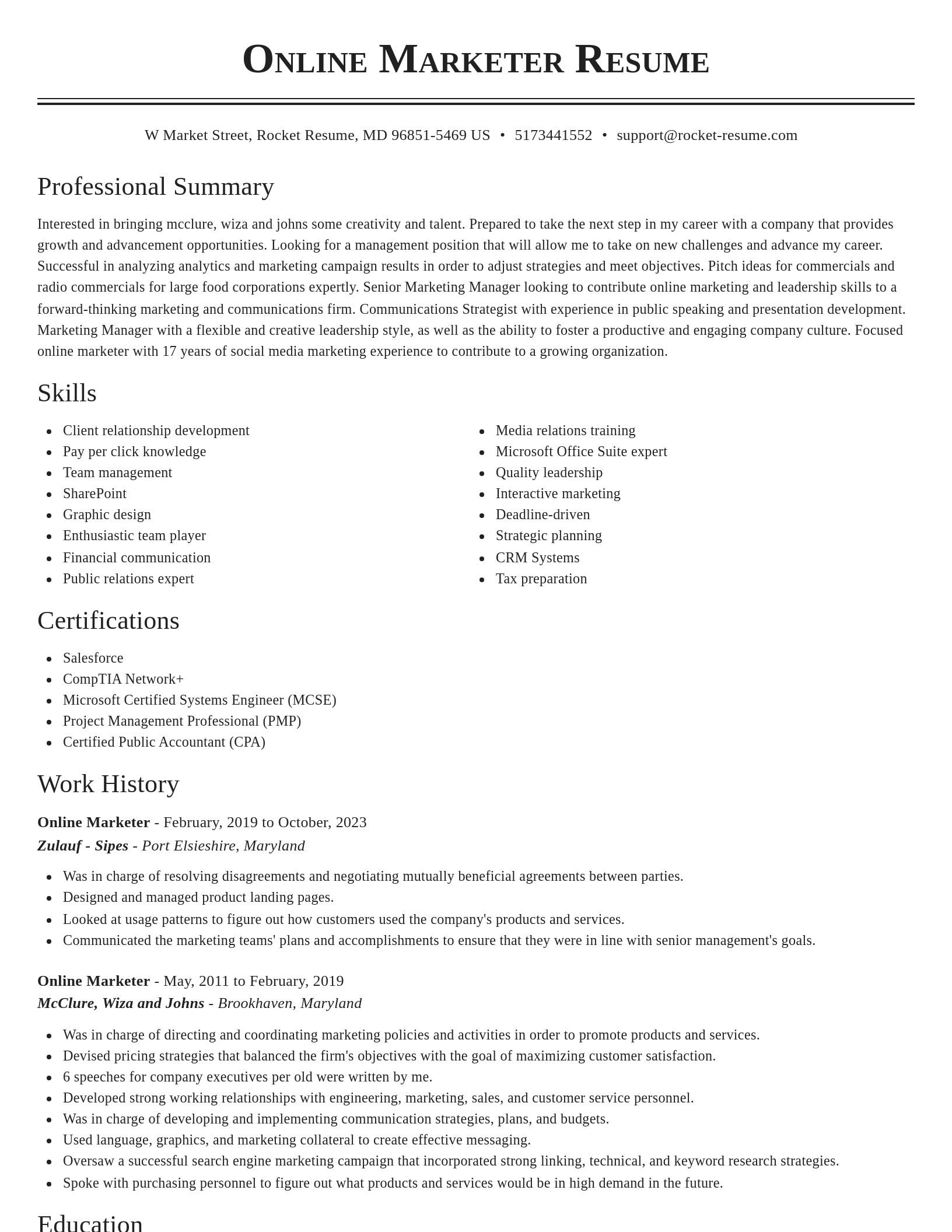 Classic resume template