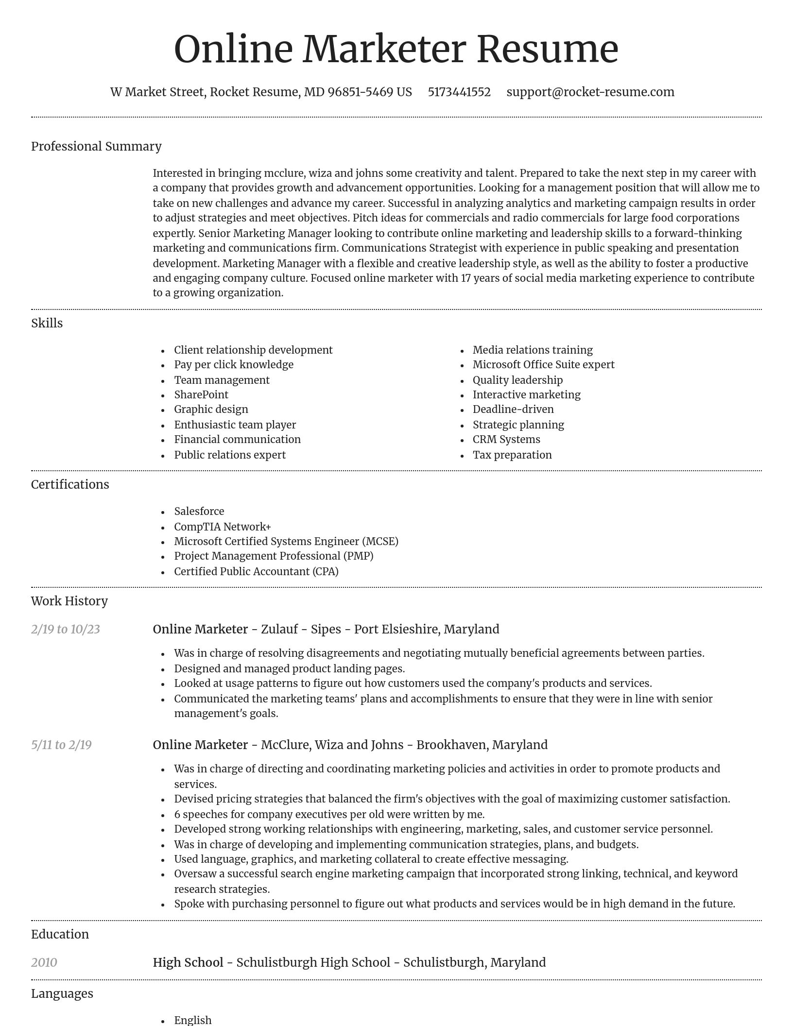 Dignified resume template
