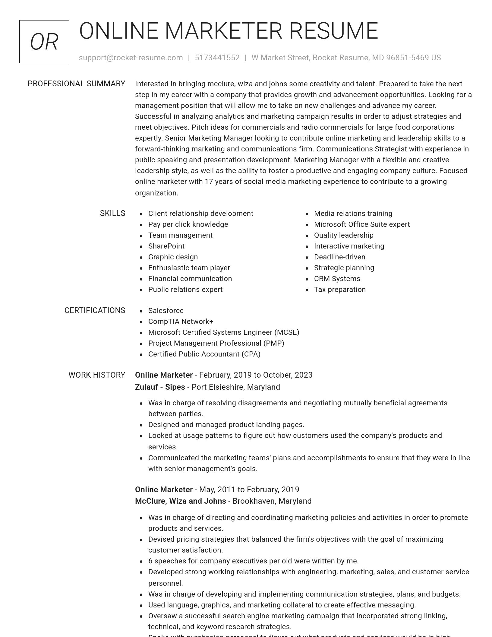 Renowned resume template