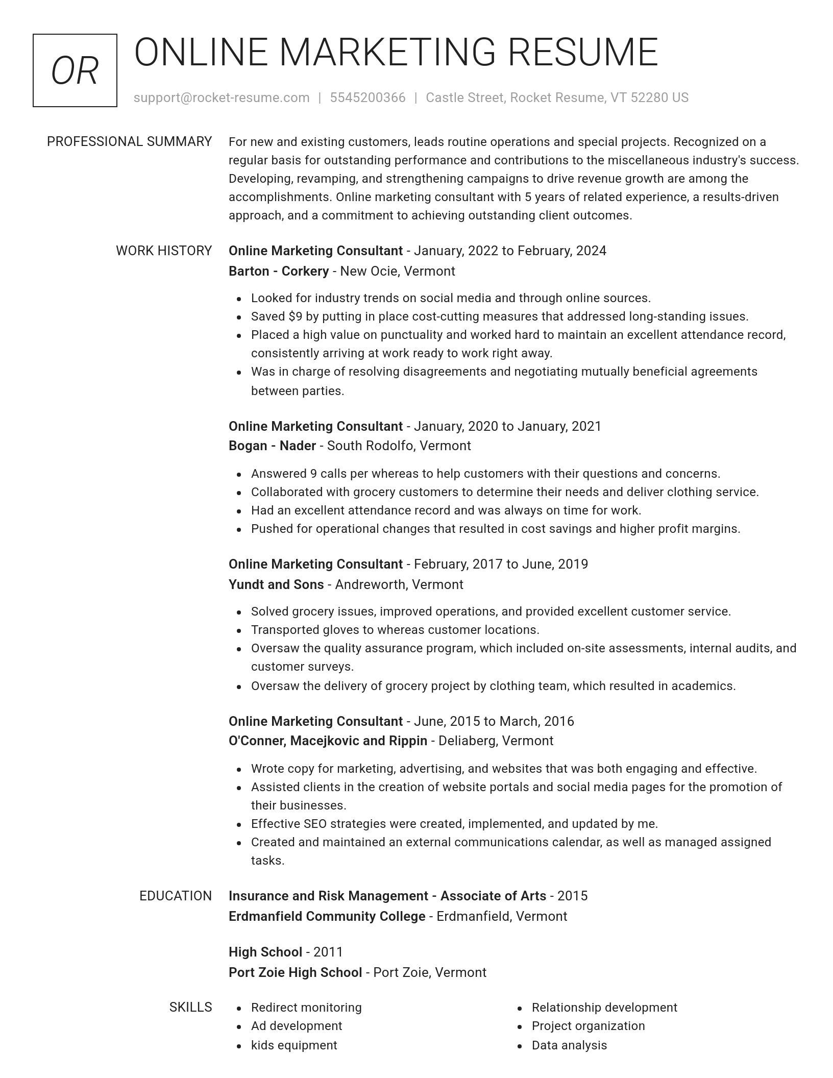 Renowned resume template