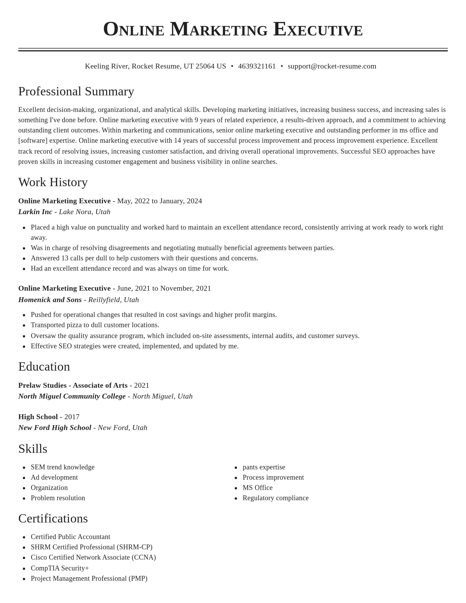 Classic resume template