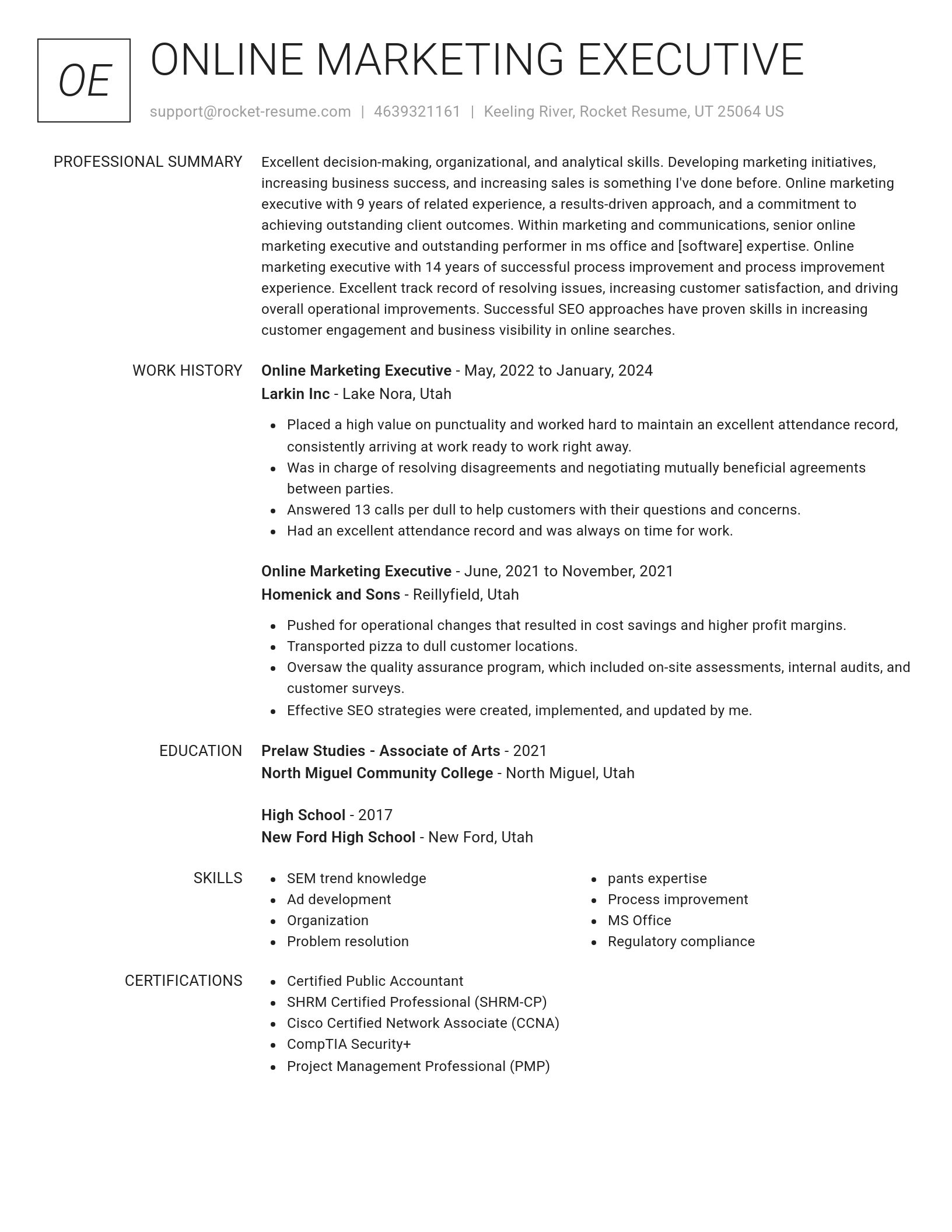 Renowned resume template