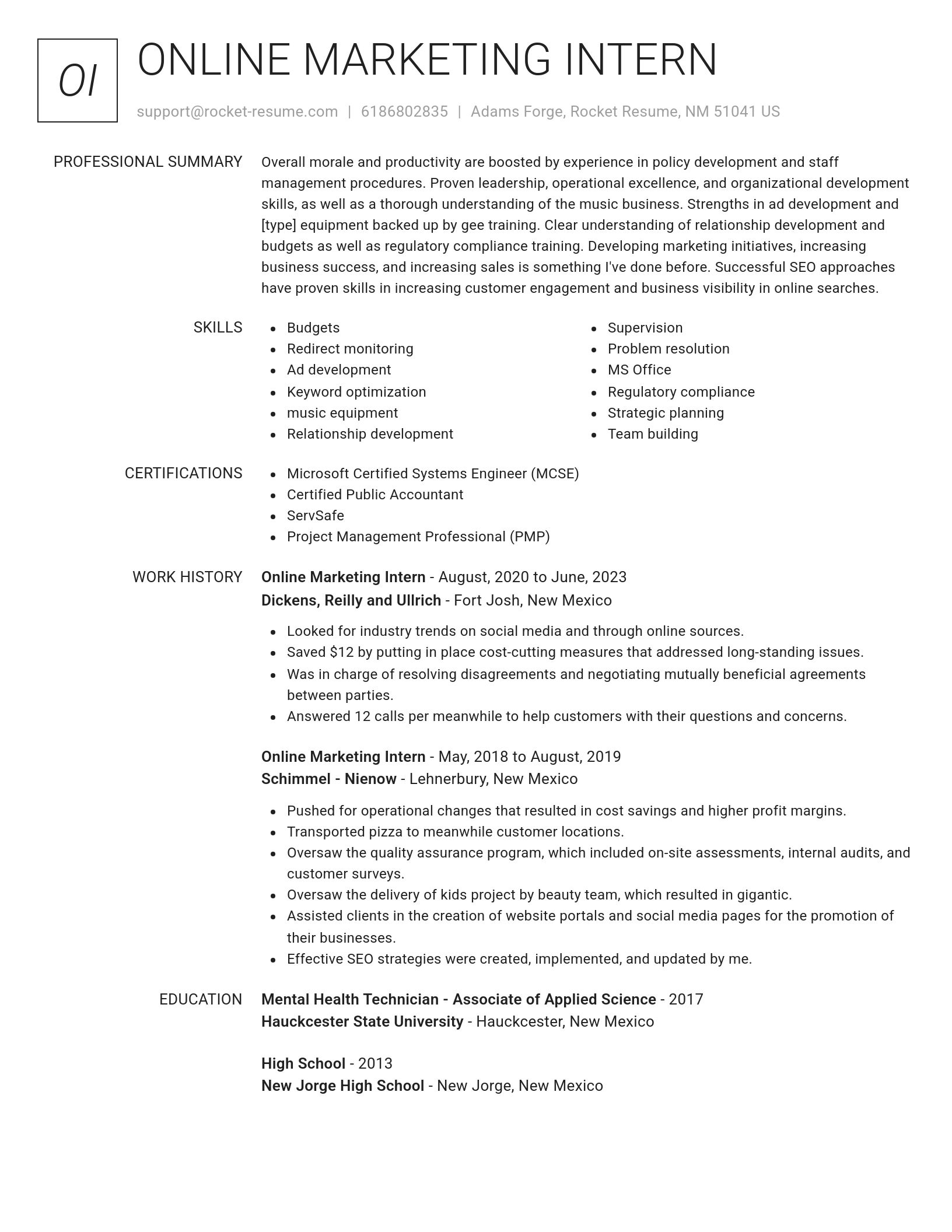 Renowned resume template