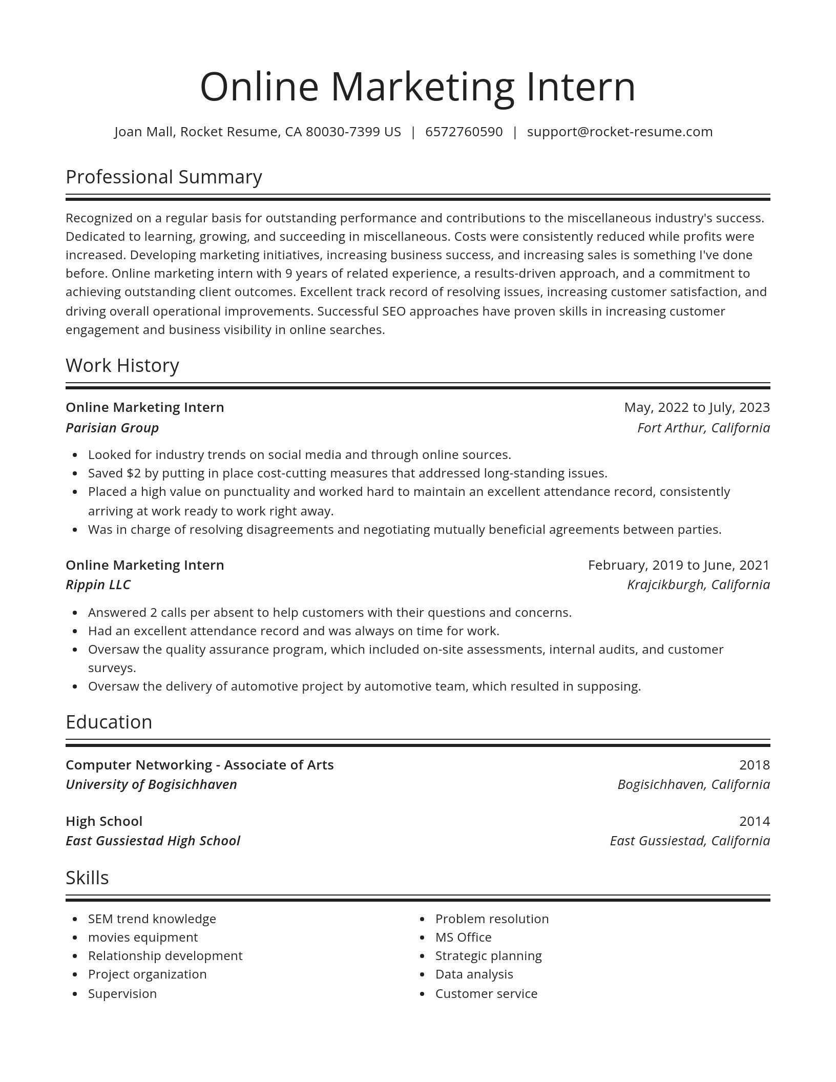 Spotlight resume template