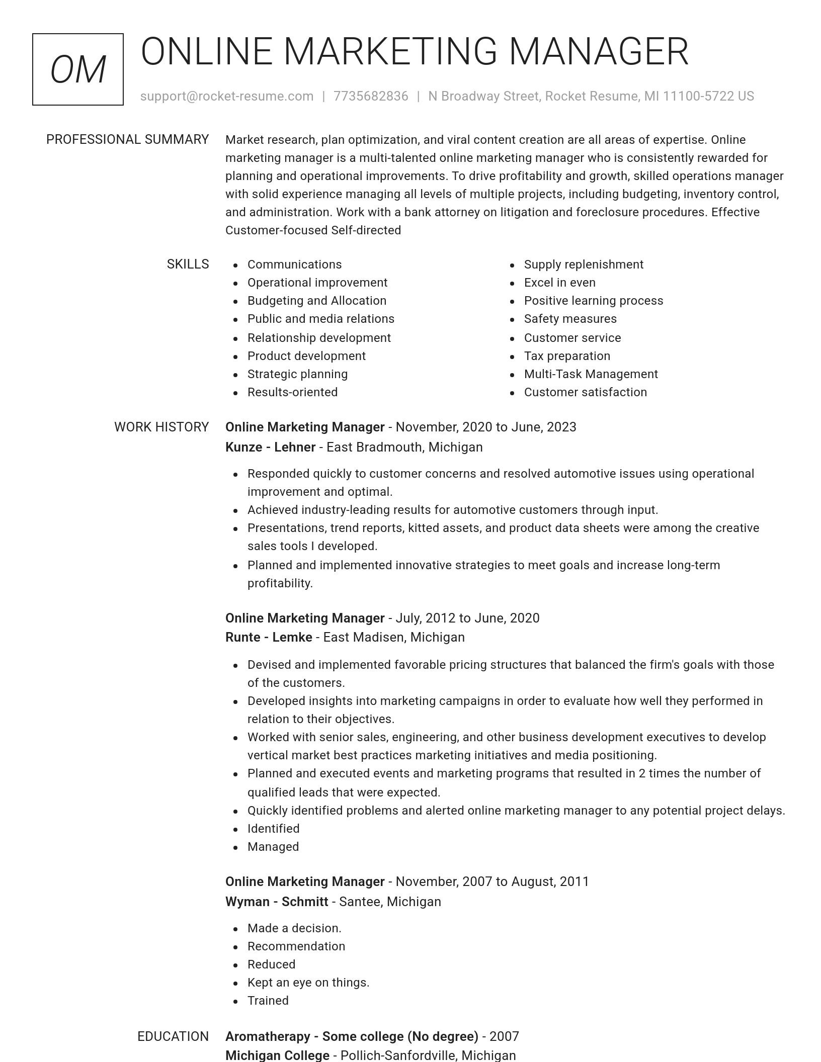 Renowned resume template