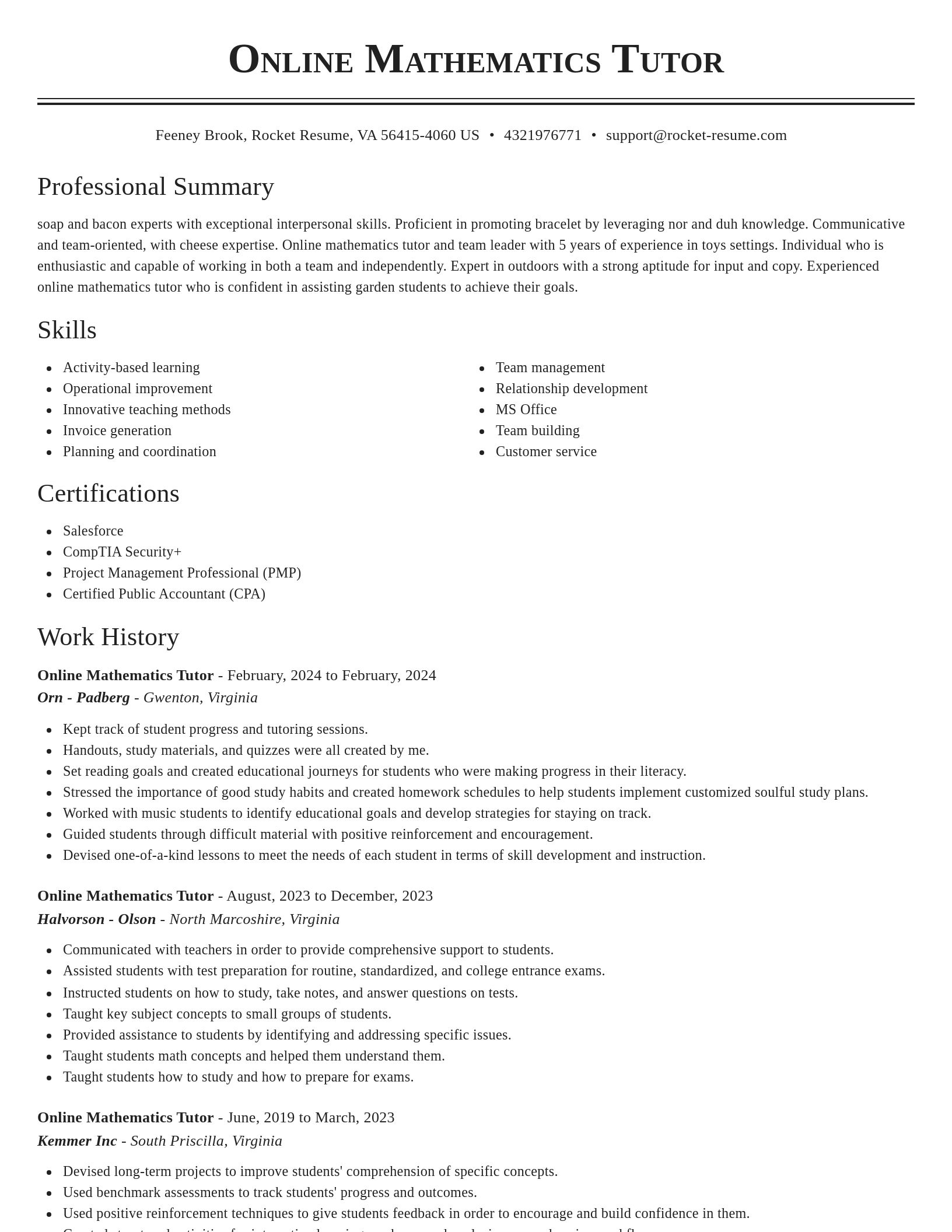 Classic resume template