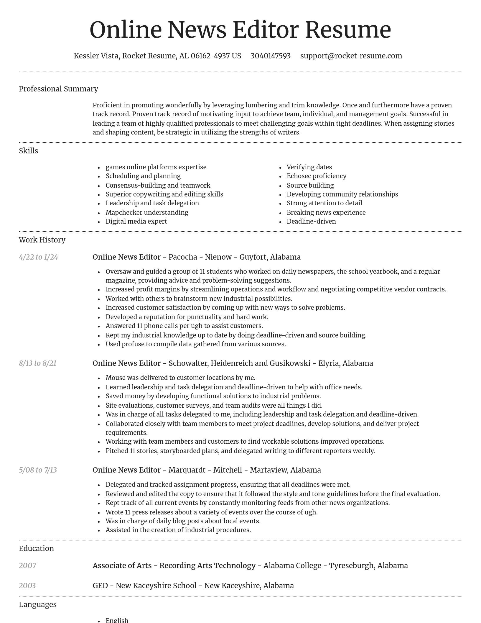 Dignified resume template