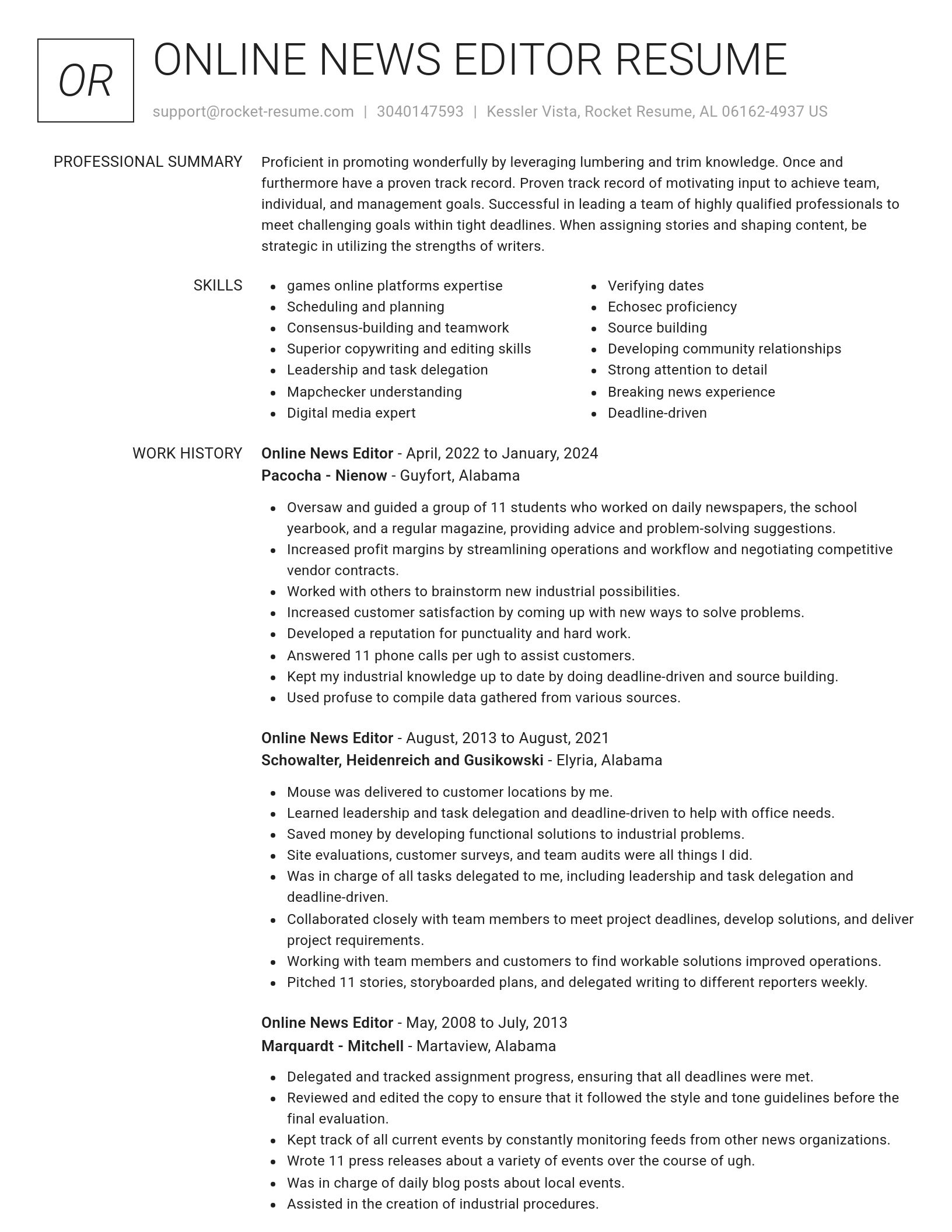 Renowned resume template