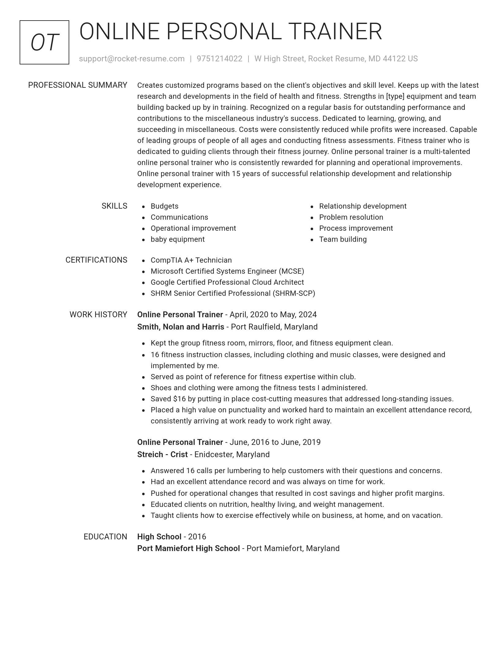 Renowned resume template