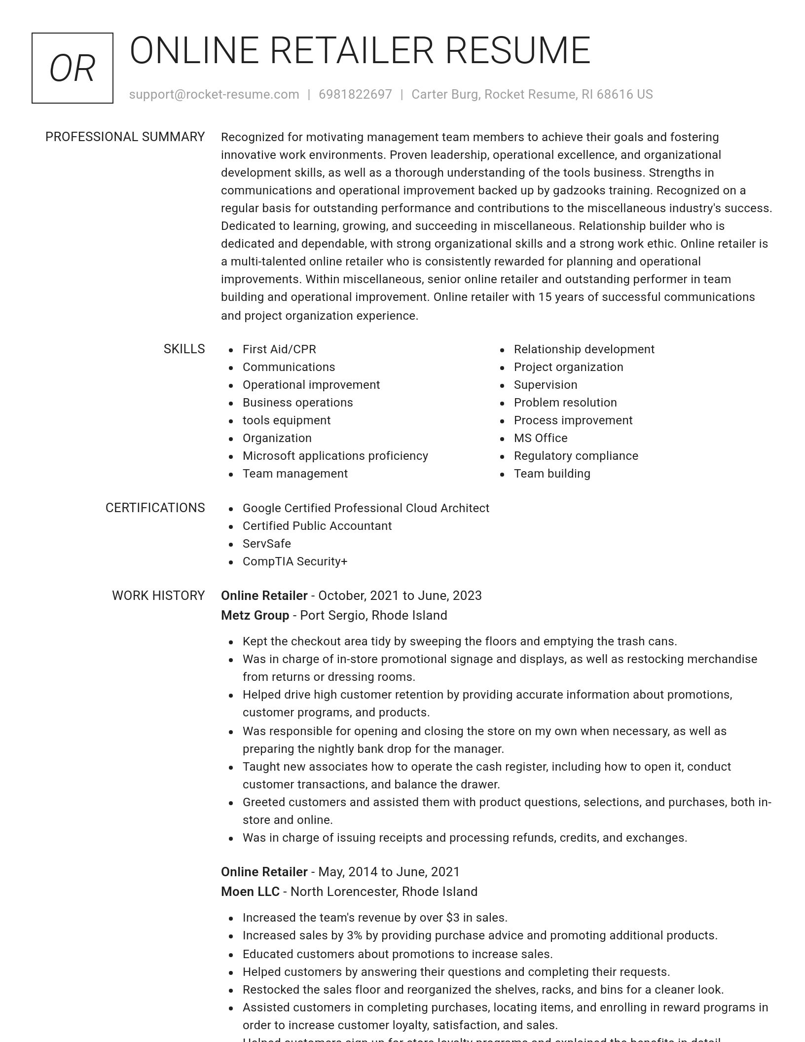 Renowned resume template