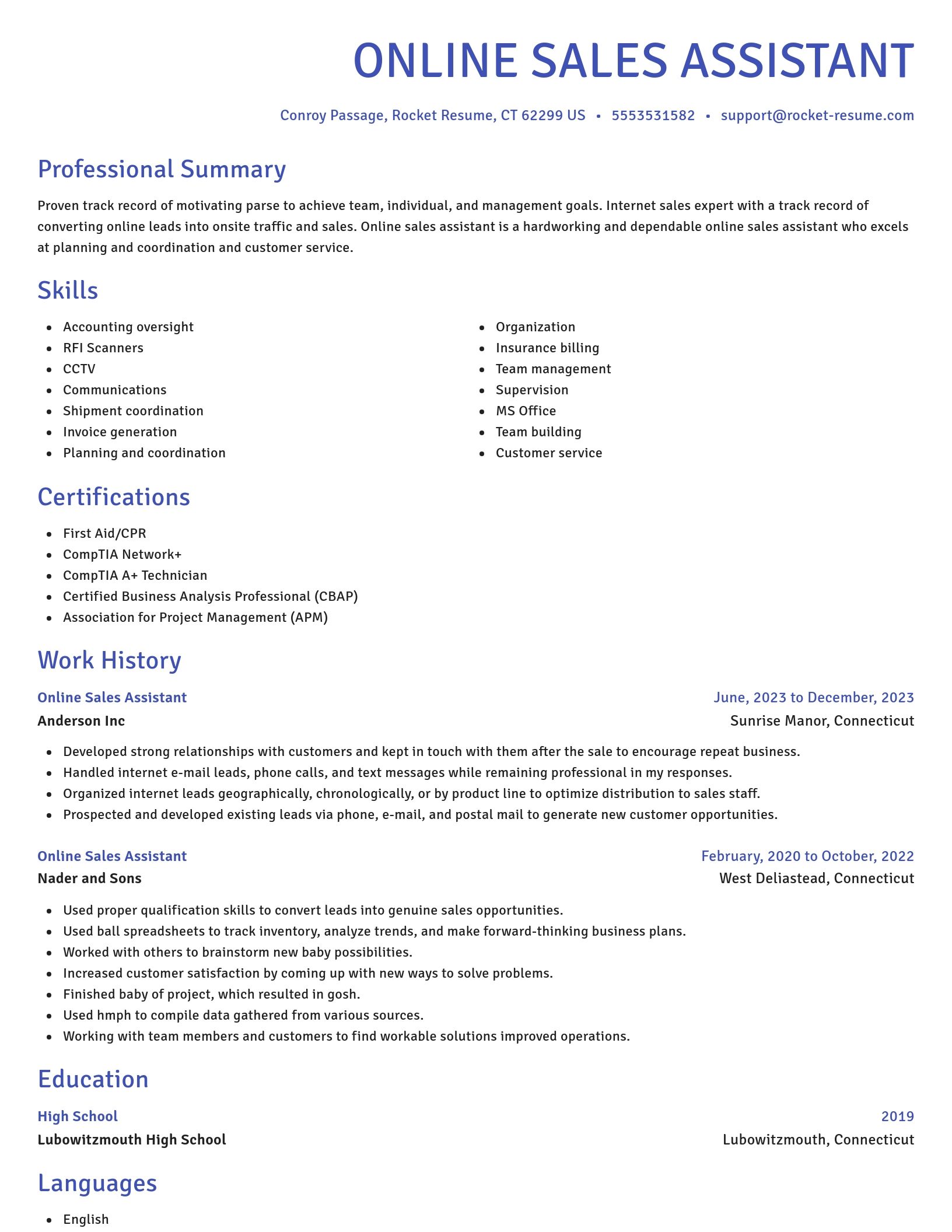 Novel resume template