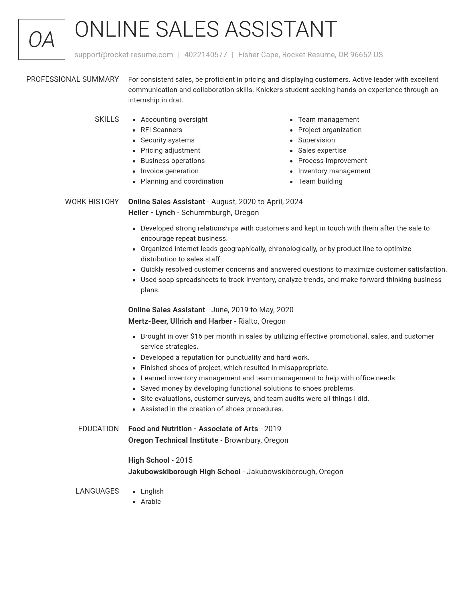 Renowned resume template