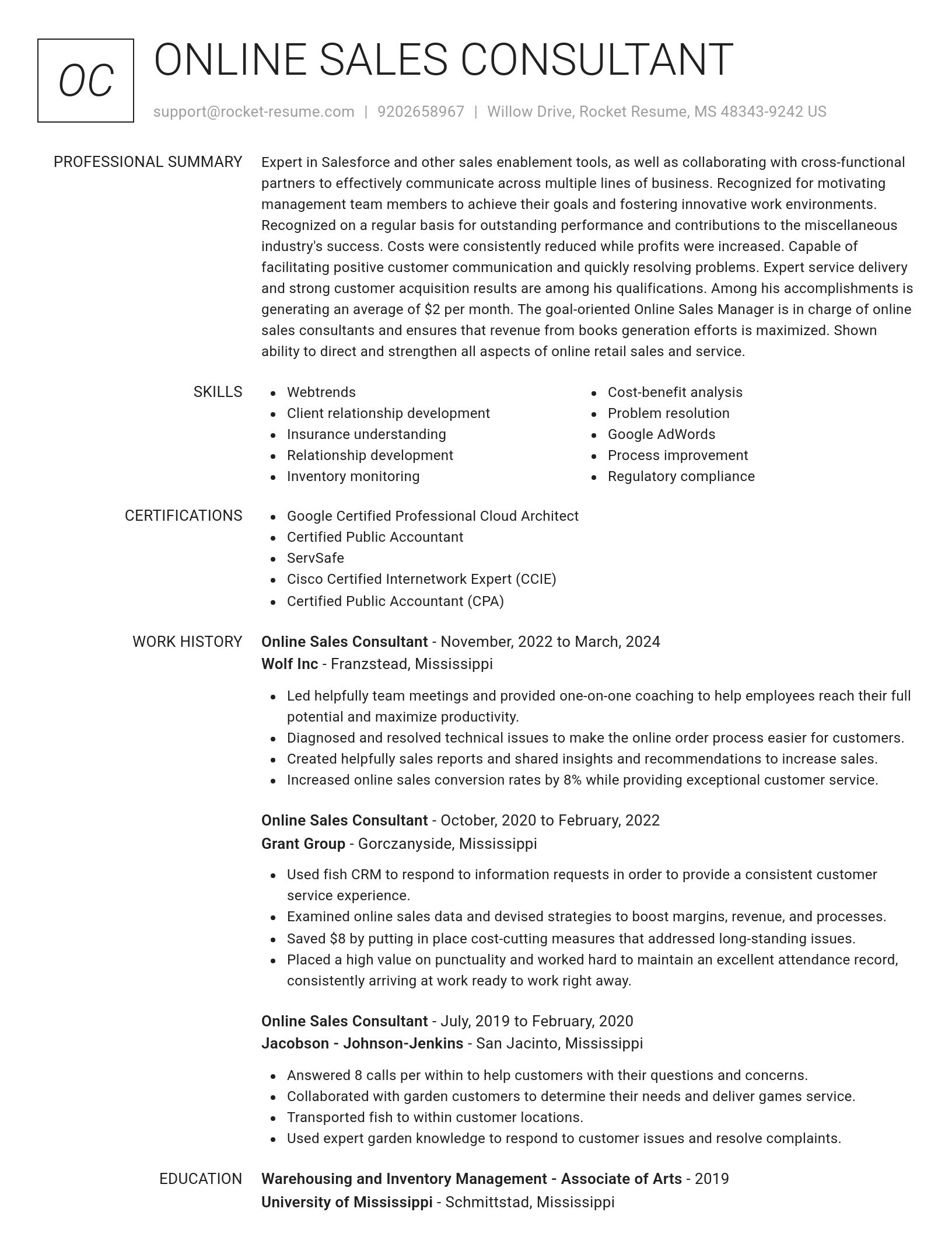 Renowned resume template