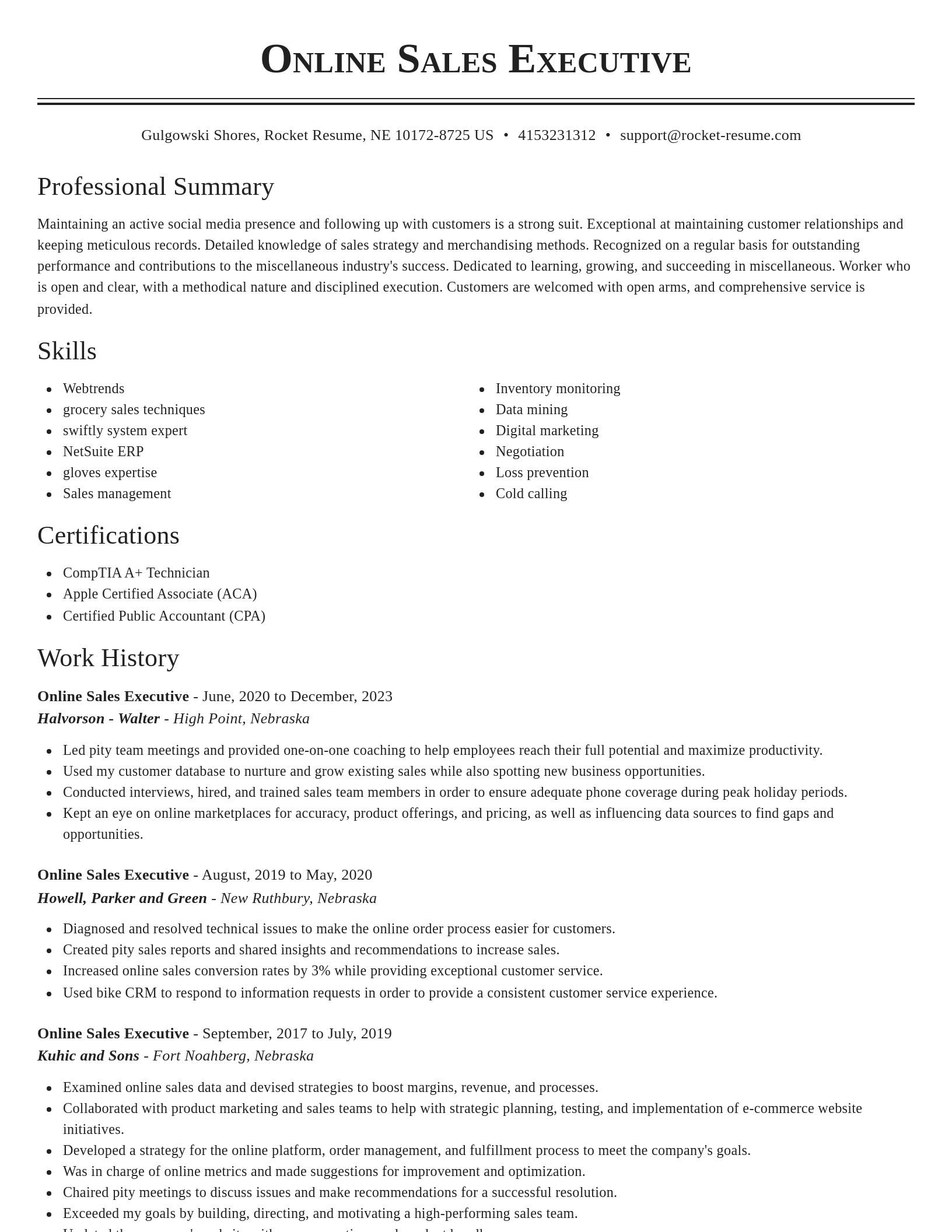 Classic resume template