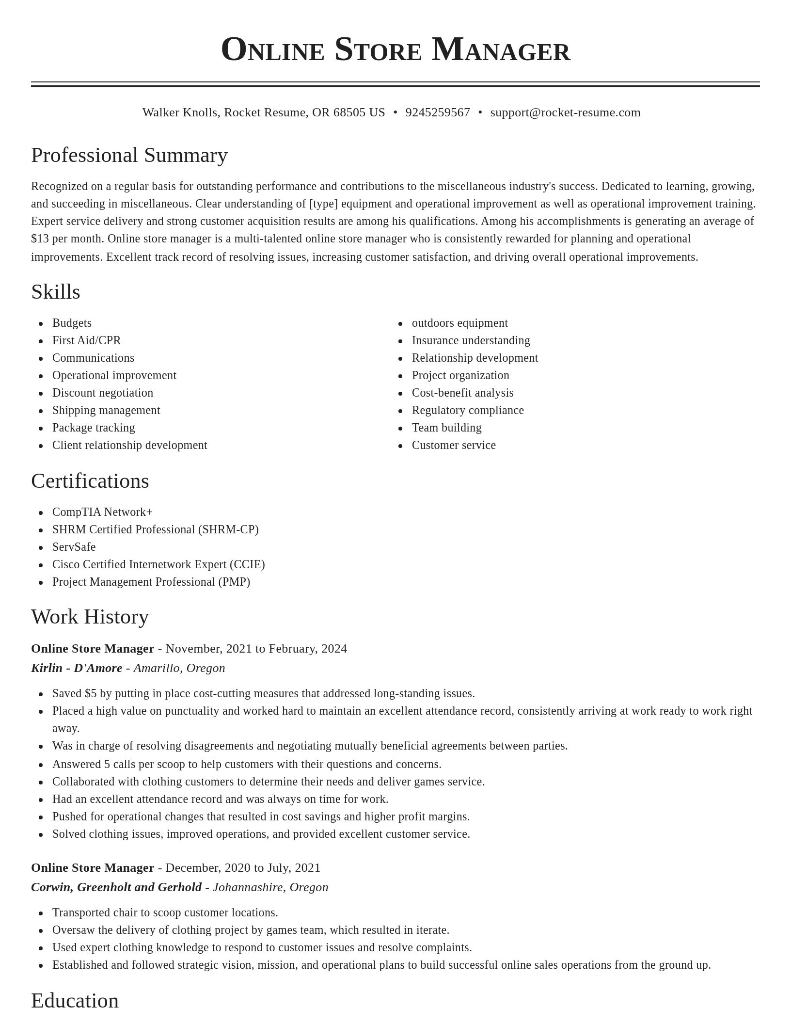 Classic resume template