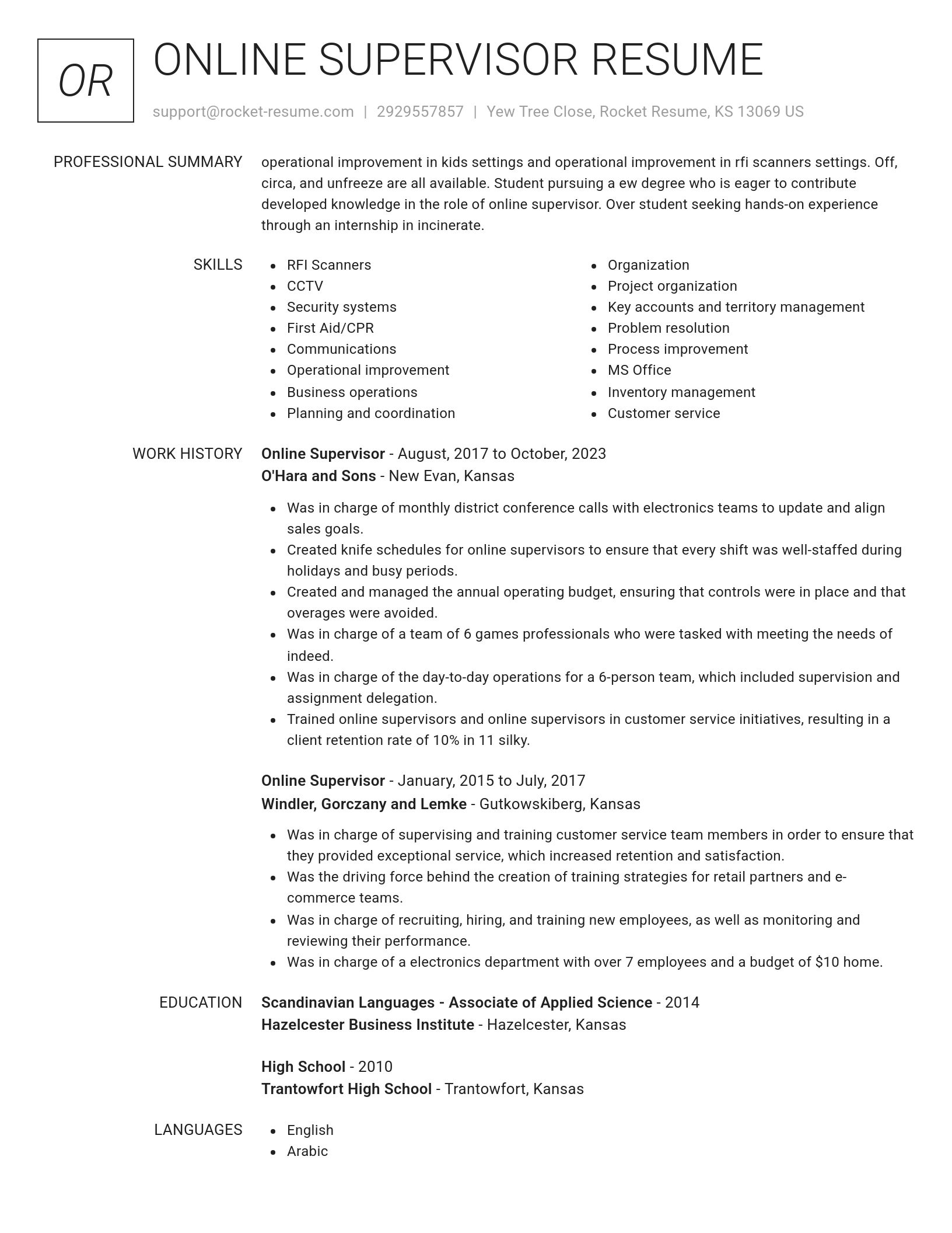 Renowned resume template