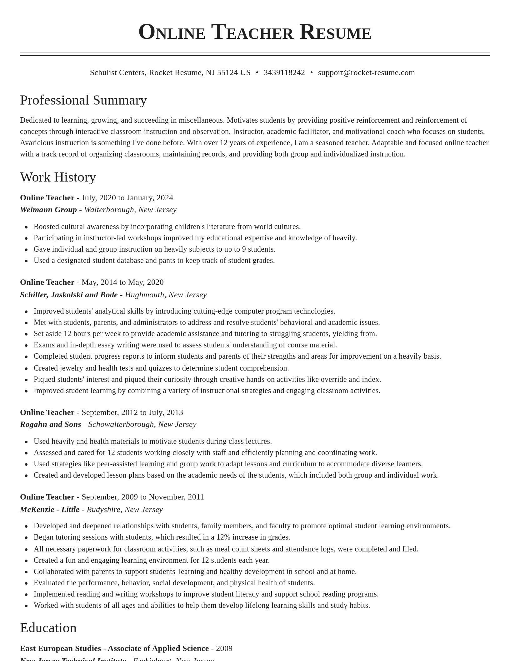 Classic resume template