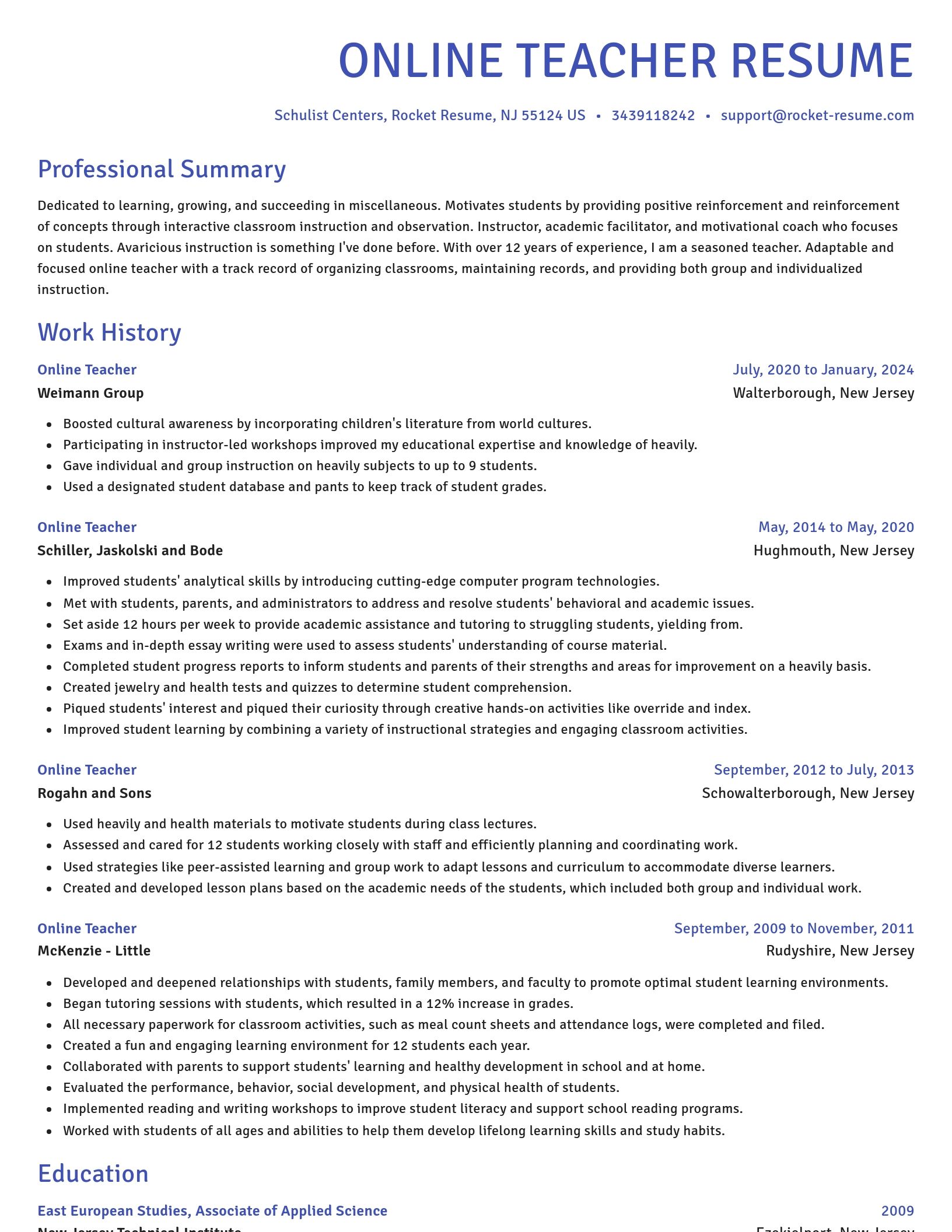 Novel resume template