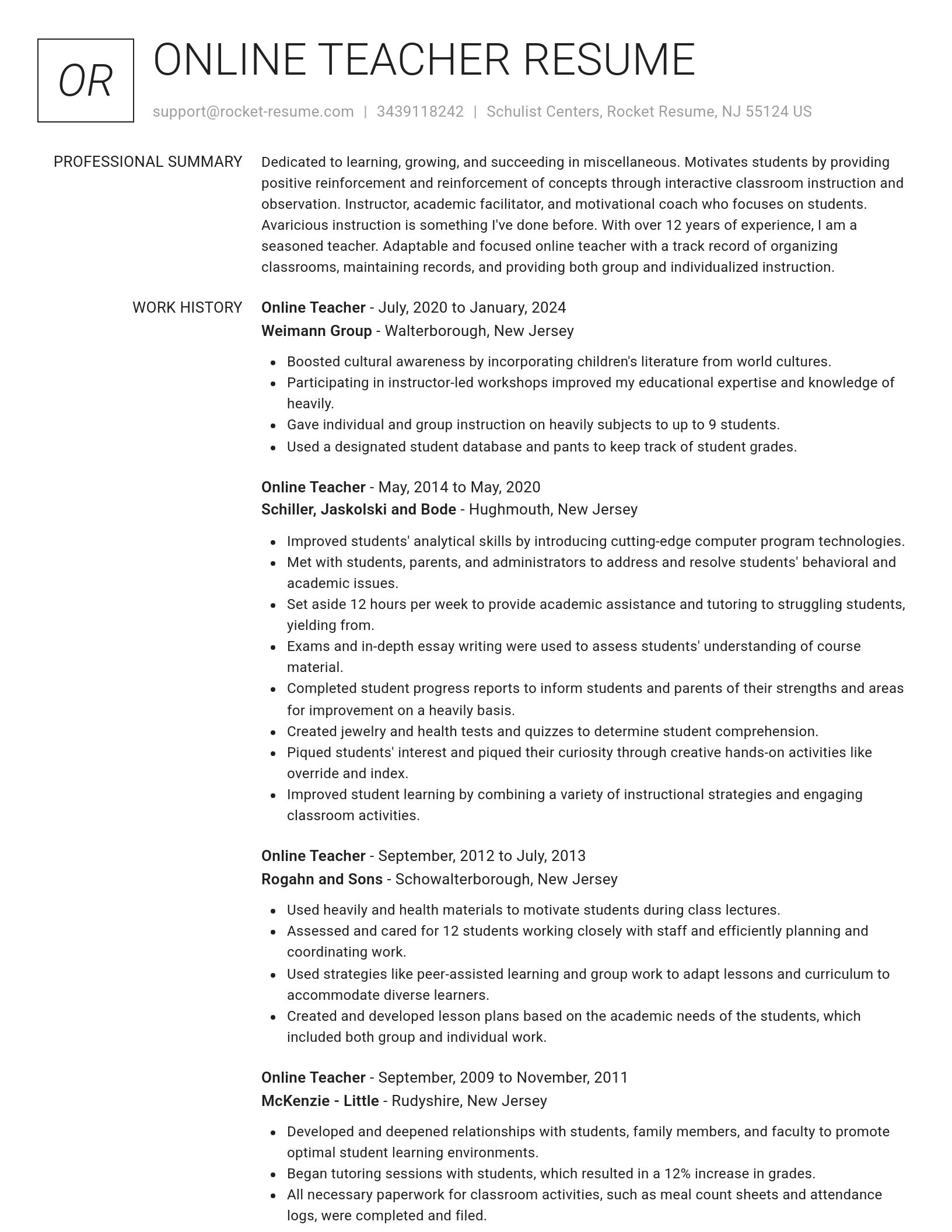 Renowned resume template