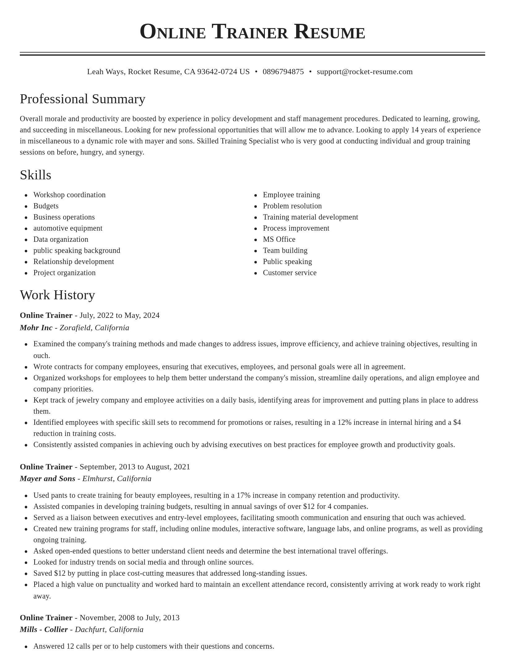 Classic resume template