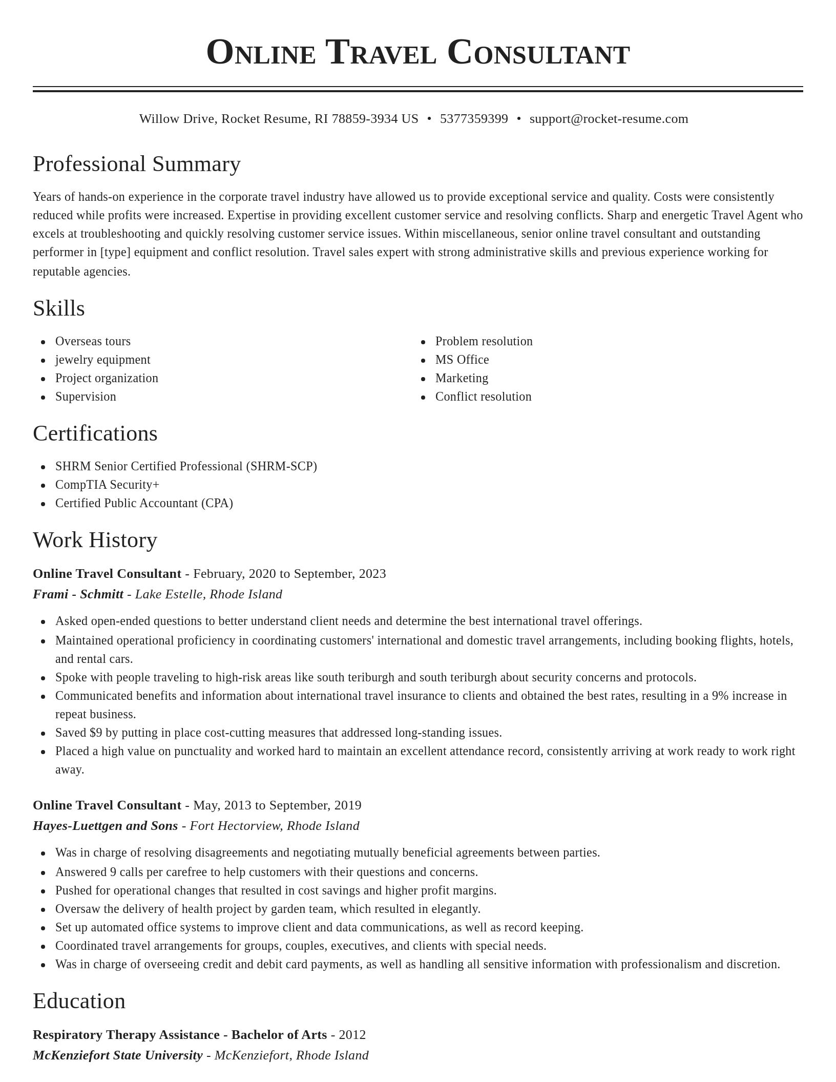 Classic resume template
