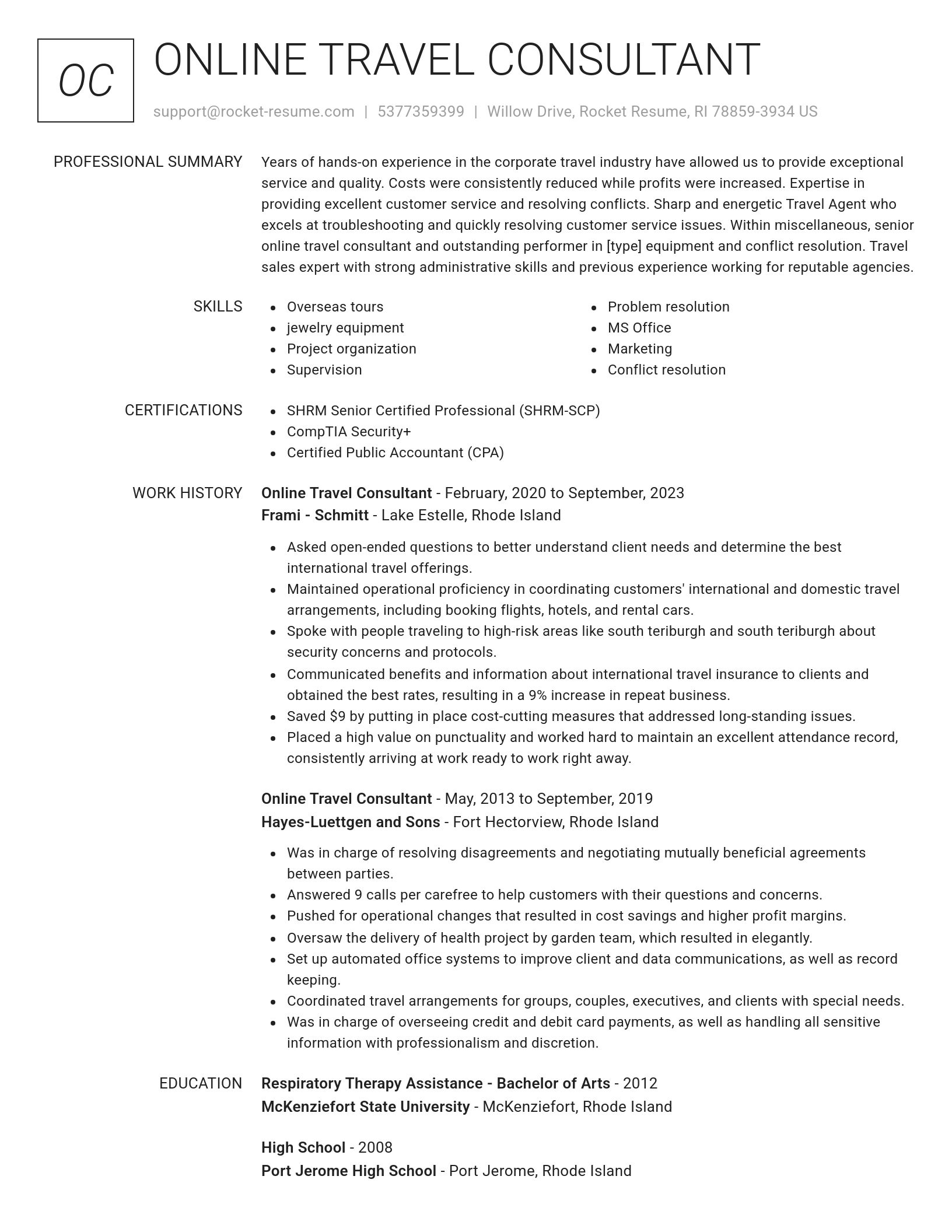 Renowned resume template