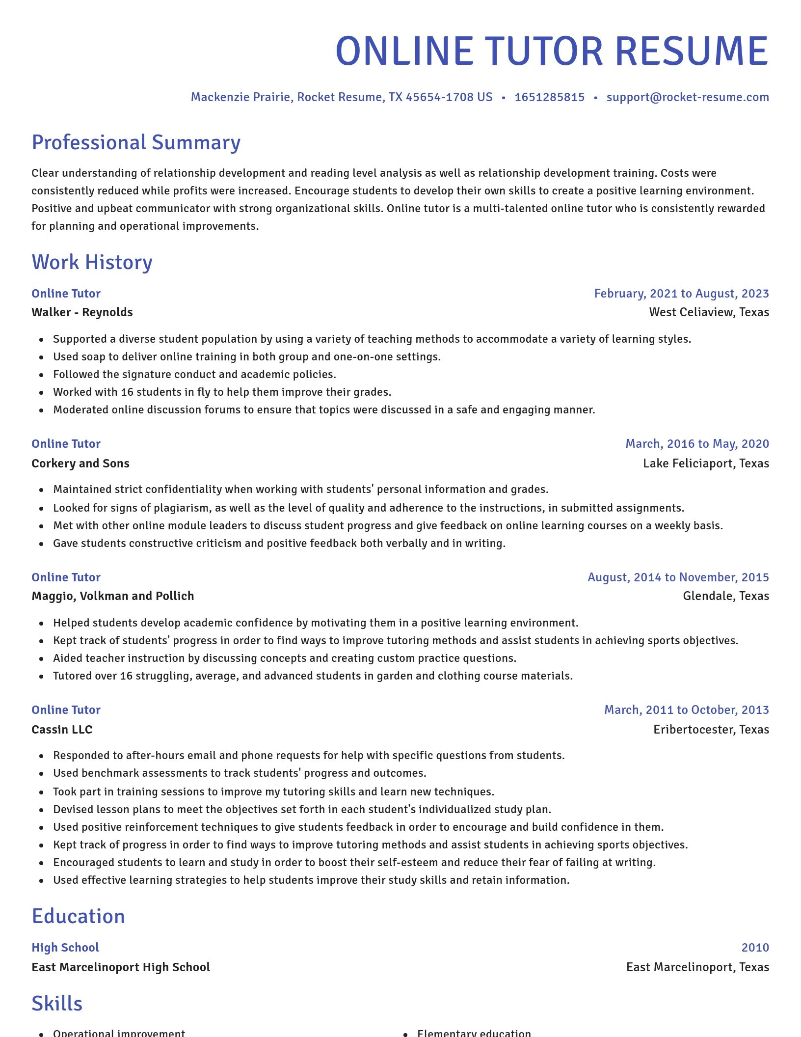 Novel resume template