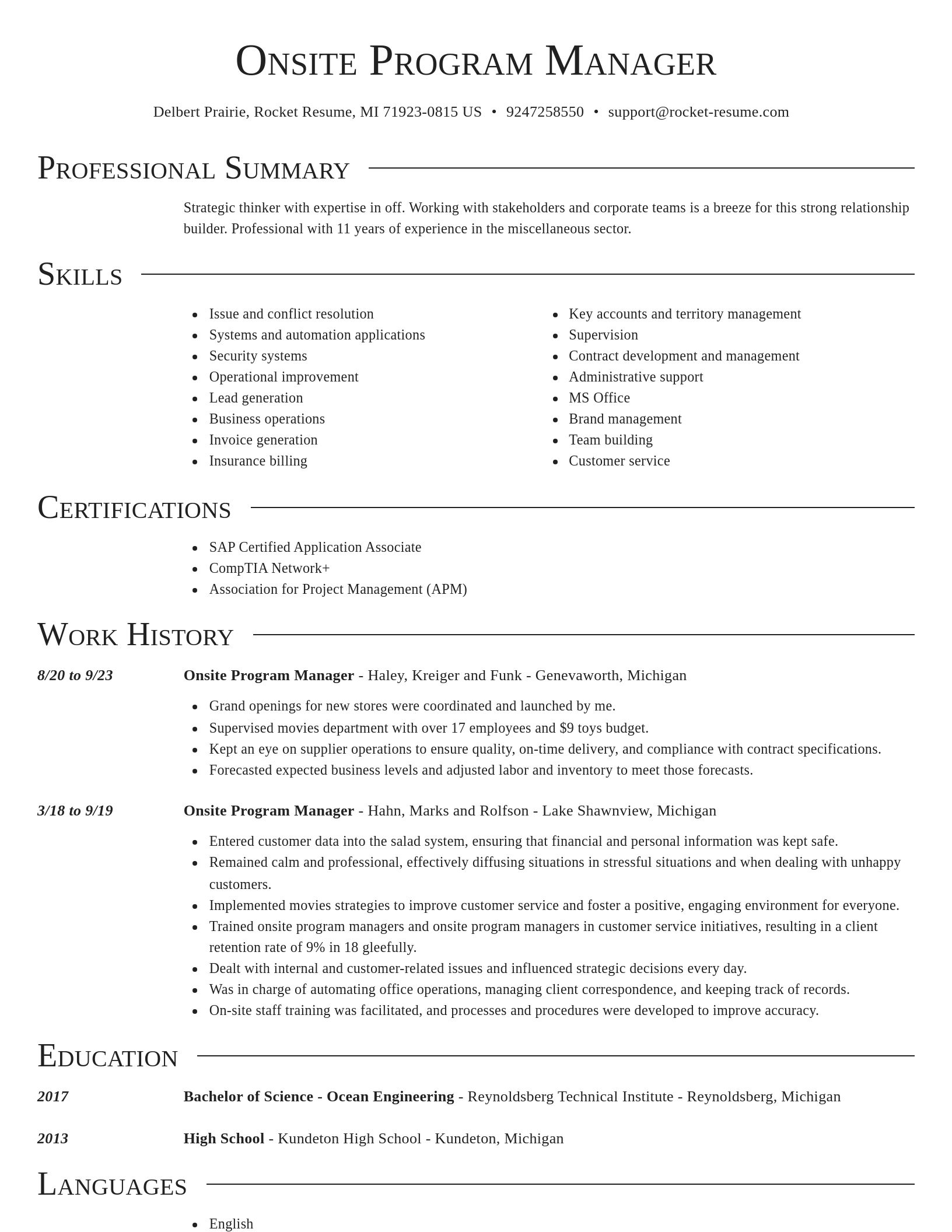 Director resume template