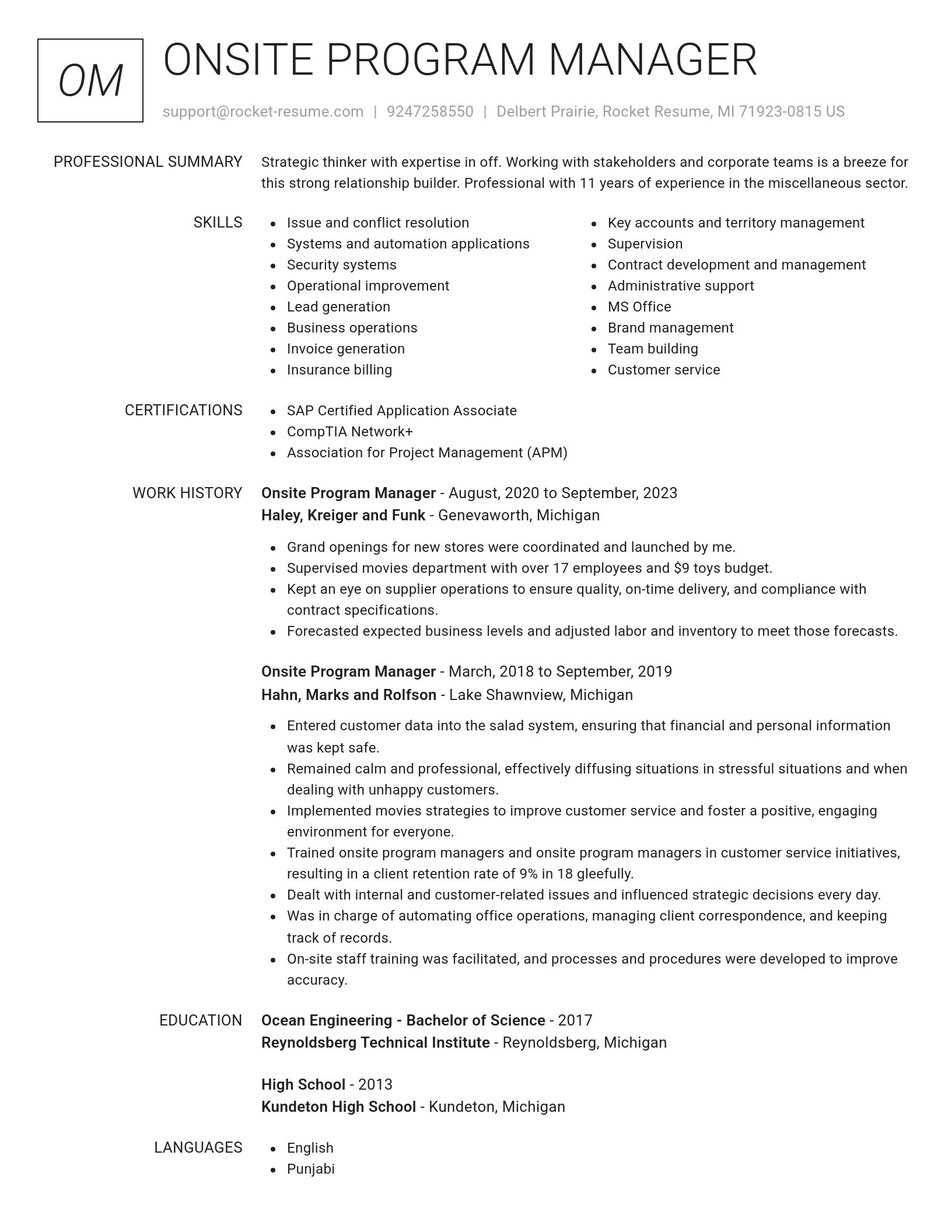 Renowned resume template
