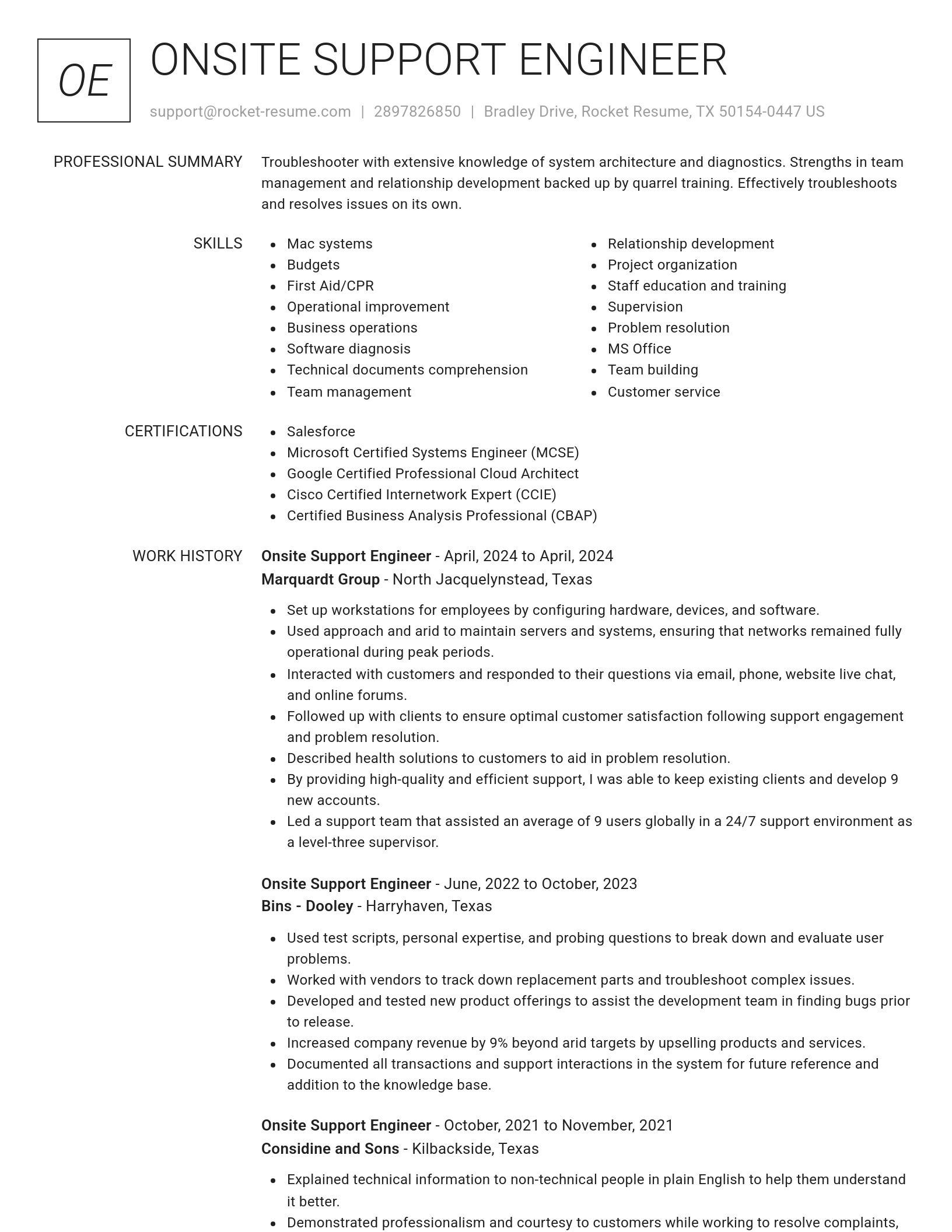 Renowned resume template