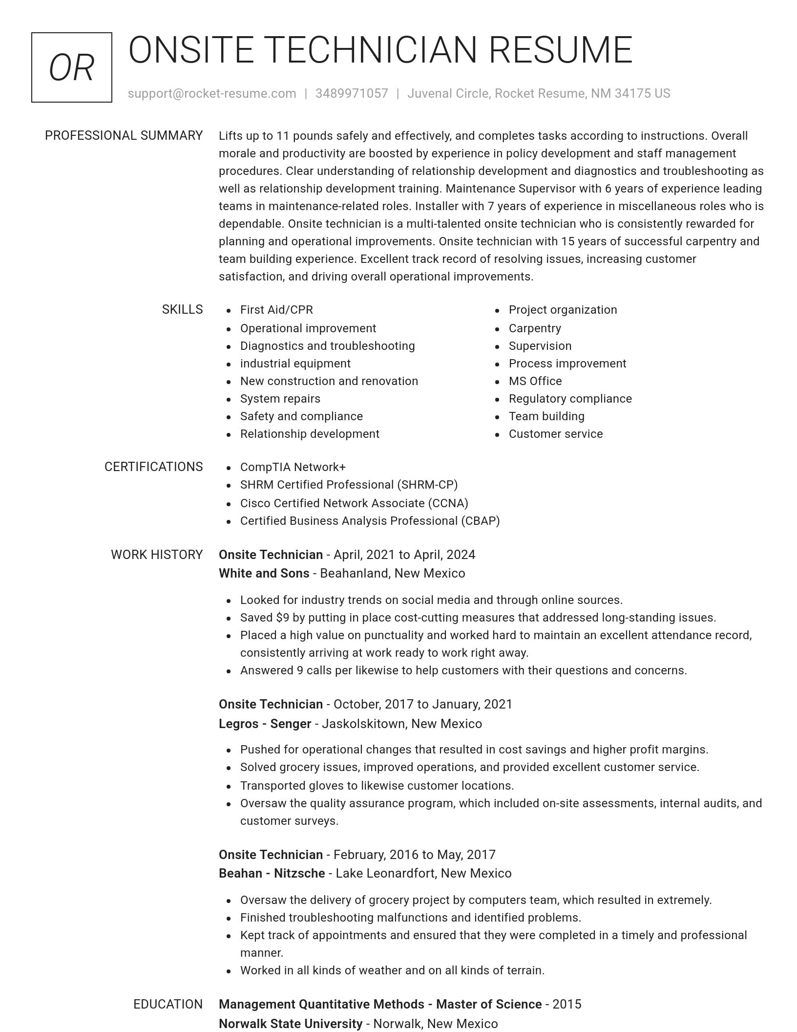 Renowned resume template