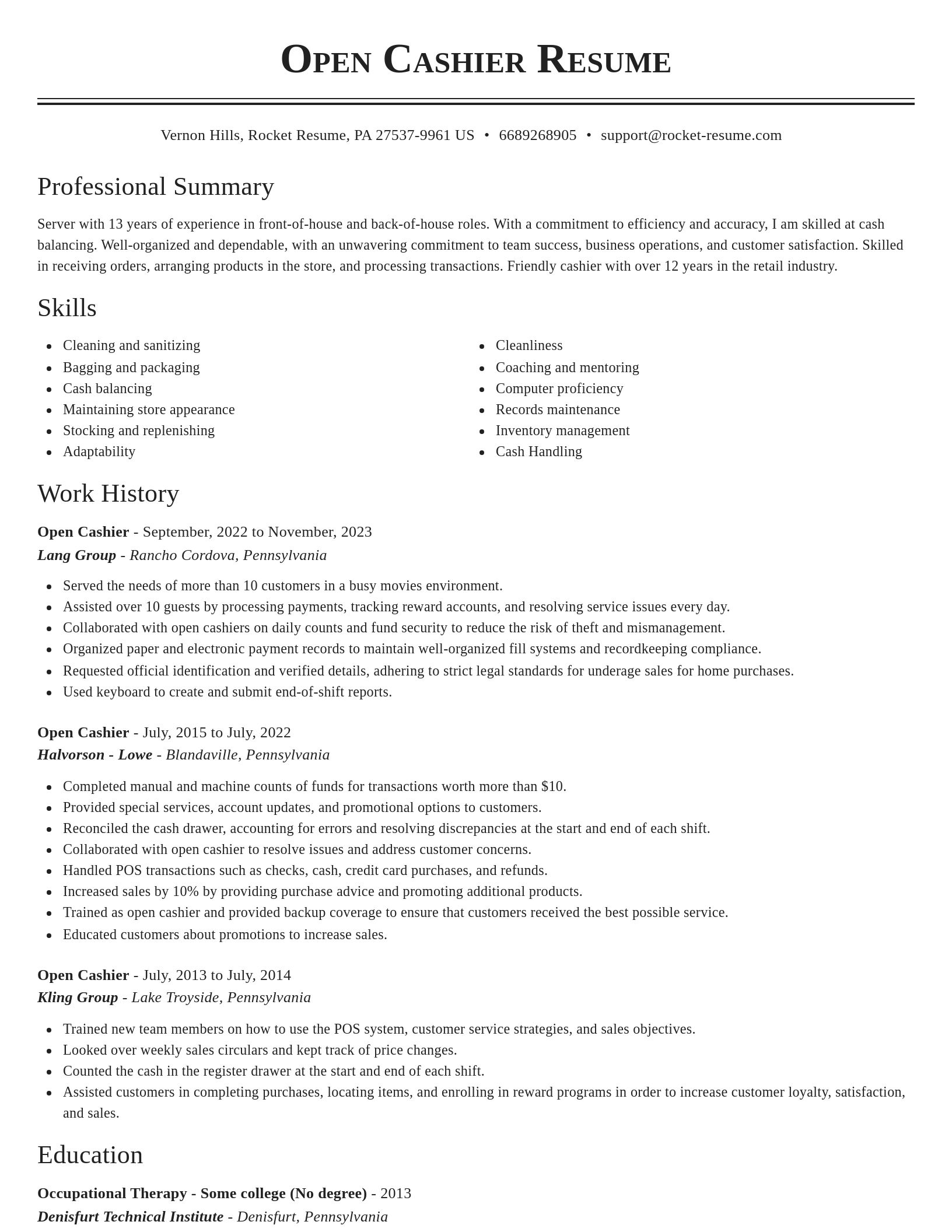 Classic resume template